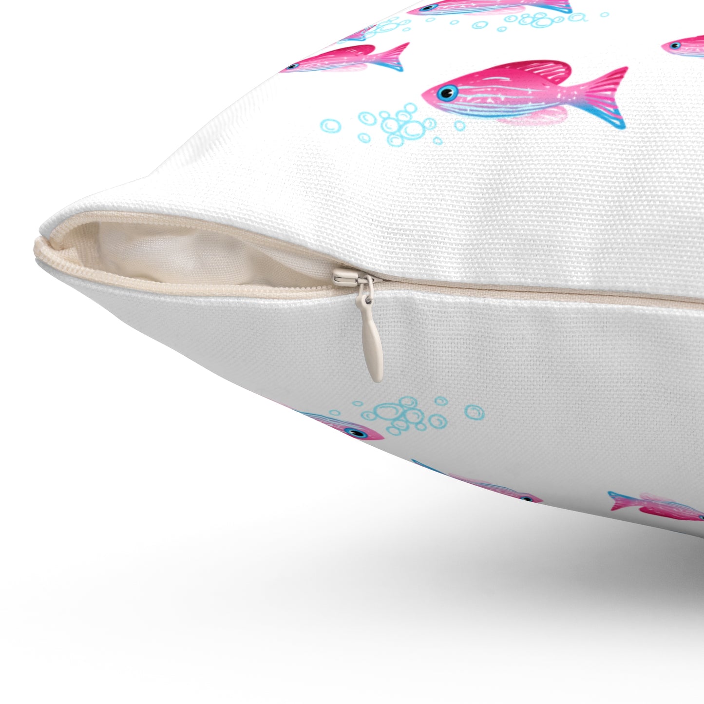 Sailboat and Red fish Spun Polyester Square Pillow