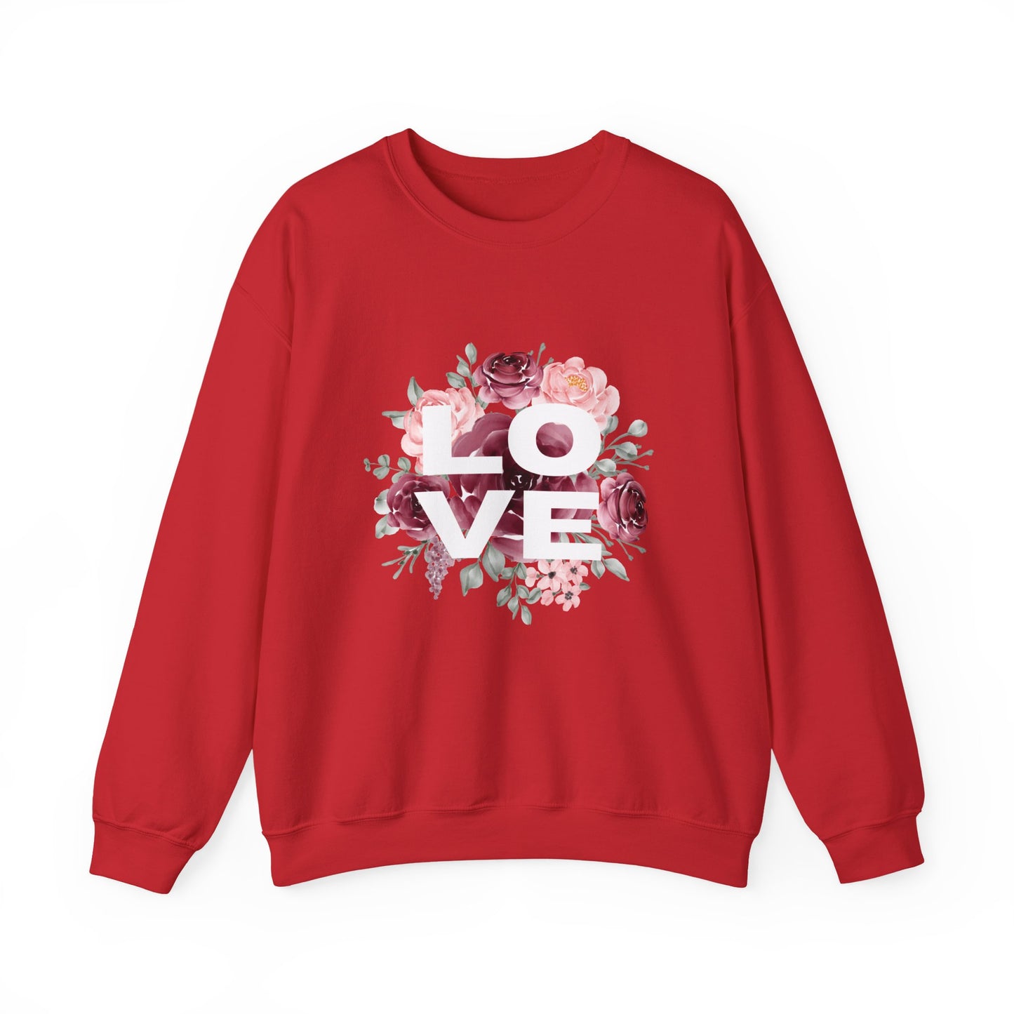 Floral Love Crewneck Sweatshirt | Cozy Unisex Sweatshirt for Valentine's Day, Romantic Gift, Casual Wear, Stylish Layering