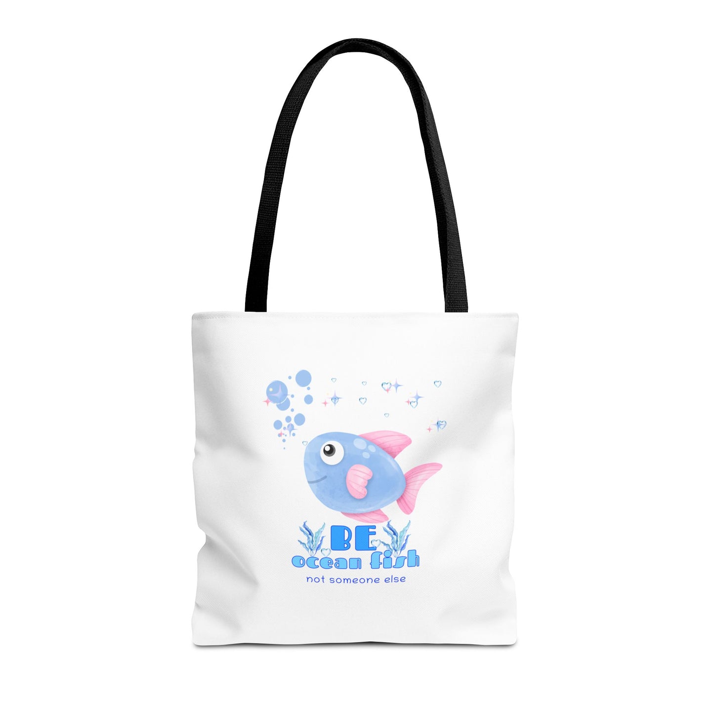 Cute cartoon fish with pink fins and bubble Tote Bag