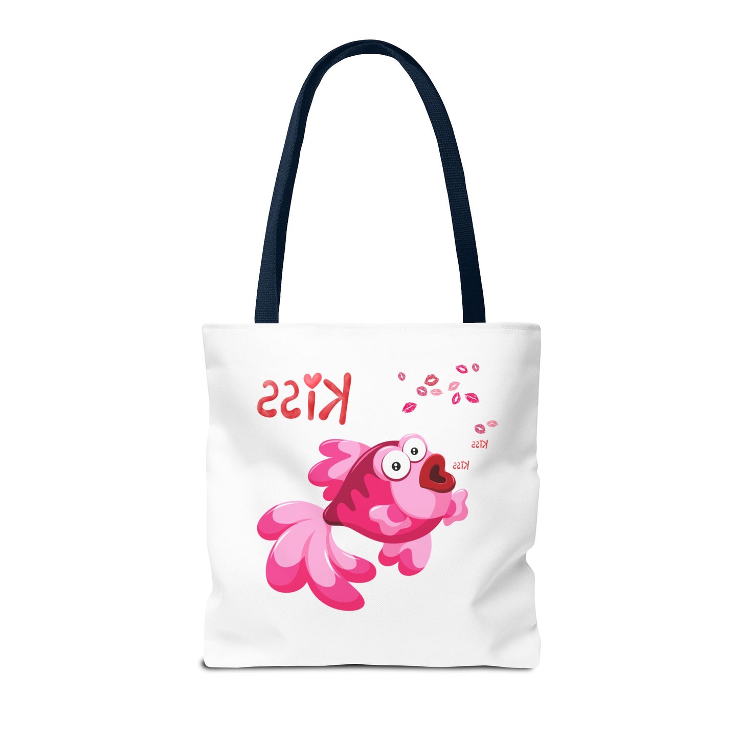 Pink fish with open mouth and kiss Tote Bag