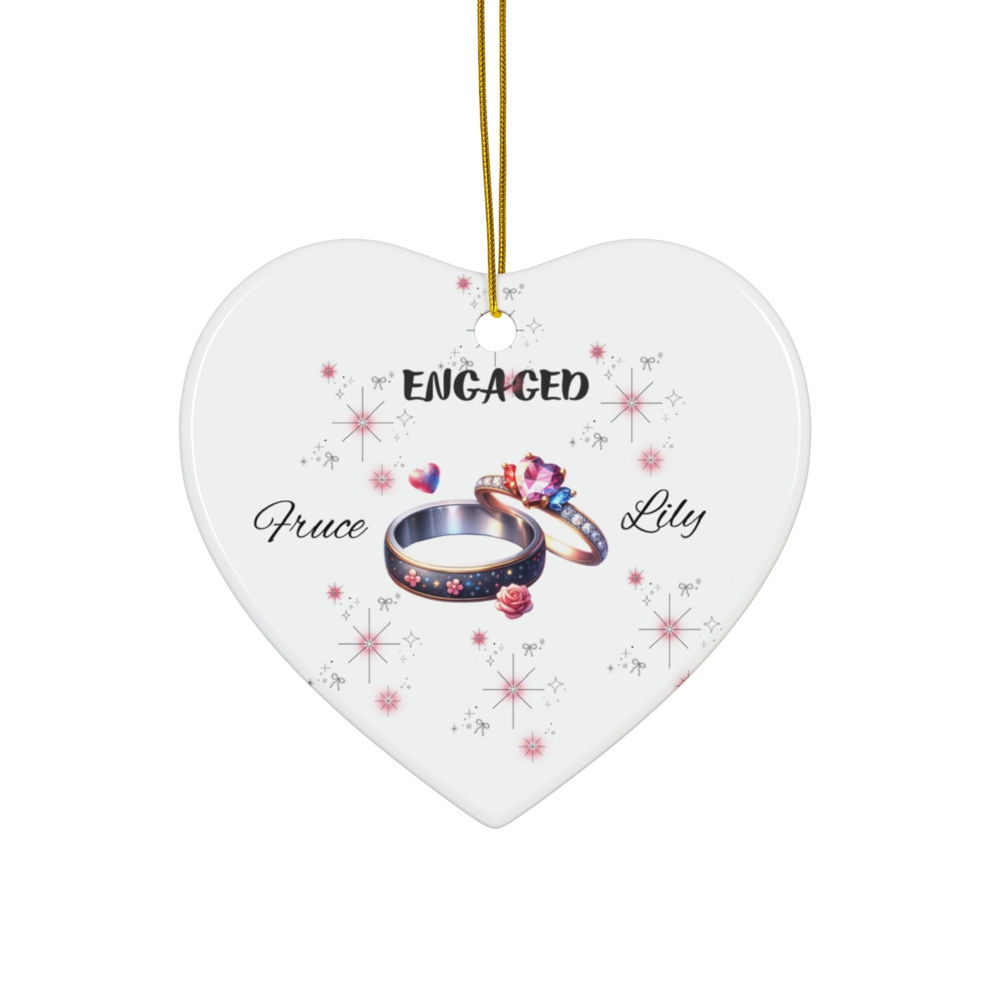Heart-Shaped Engagement Ornament - Perfect Gift for Couples, Wedding Decor, Holiday Keepsake, Engagement Celebration, Personalized Love