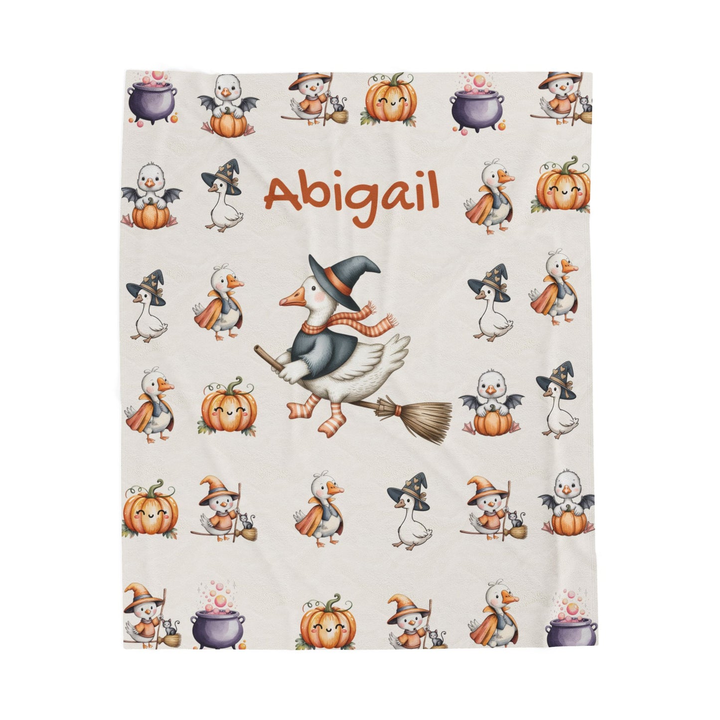Personalized Halloween Velveteen Plush Blanket, Cozy Throw for Kids, Fall Decor, Family Gift, Spooky Sleepovers, Custom Name Blanket