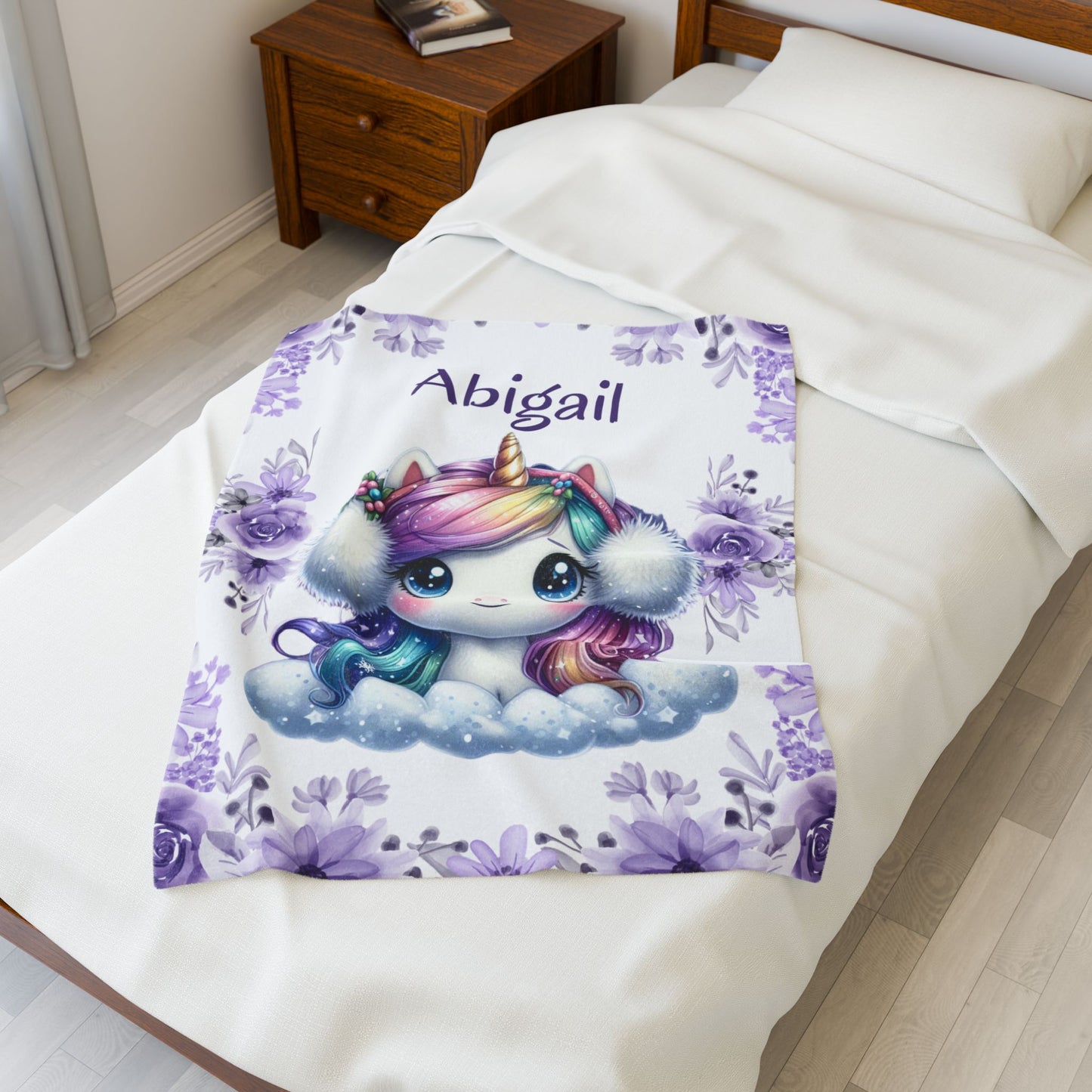 Personalized Unicorn Plush Blanket, Cozy Comfort for Kids, Custom Name Gift, Soft Throw Blanket, Perfect for Birthdays & Baby Showers