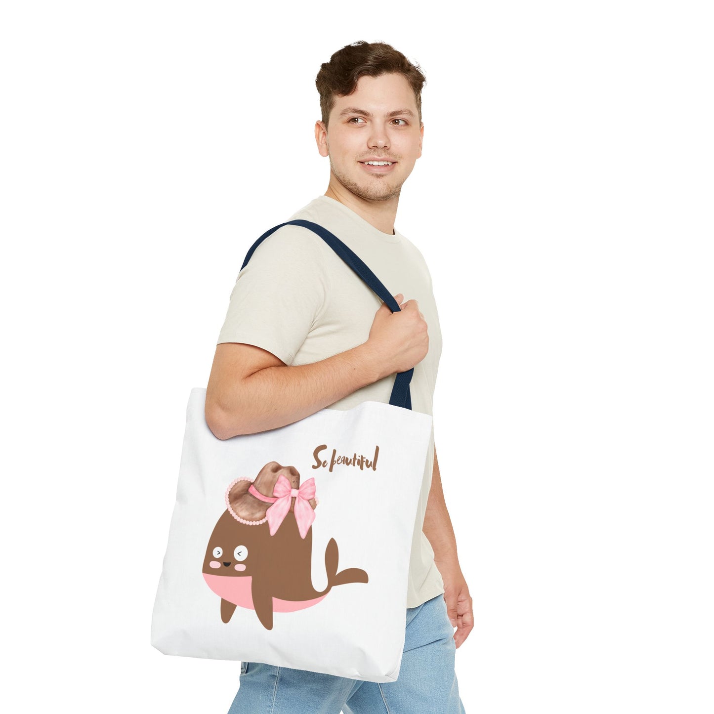 Whale wearing a cowboy hat with a pink bow Tote Bag