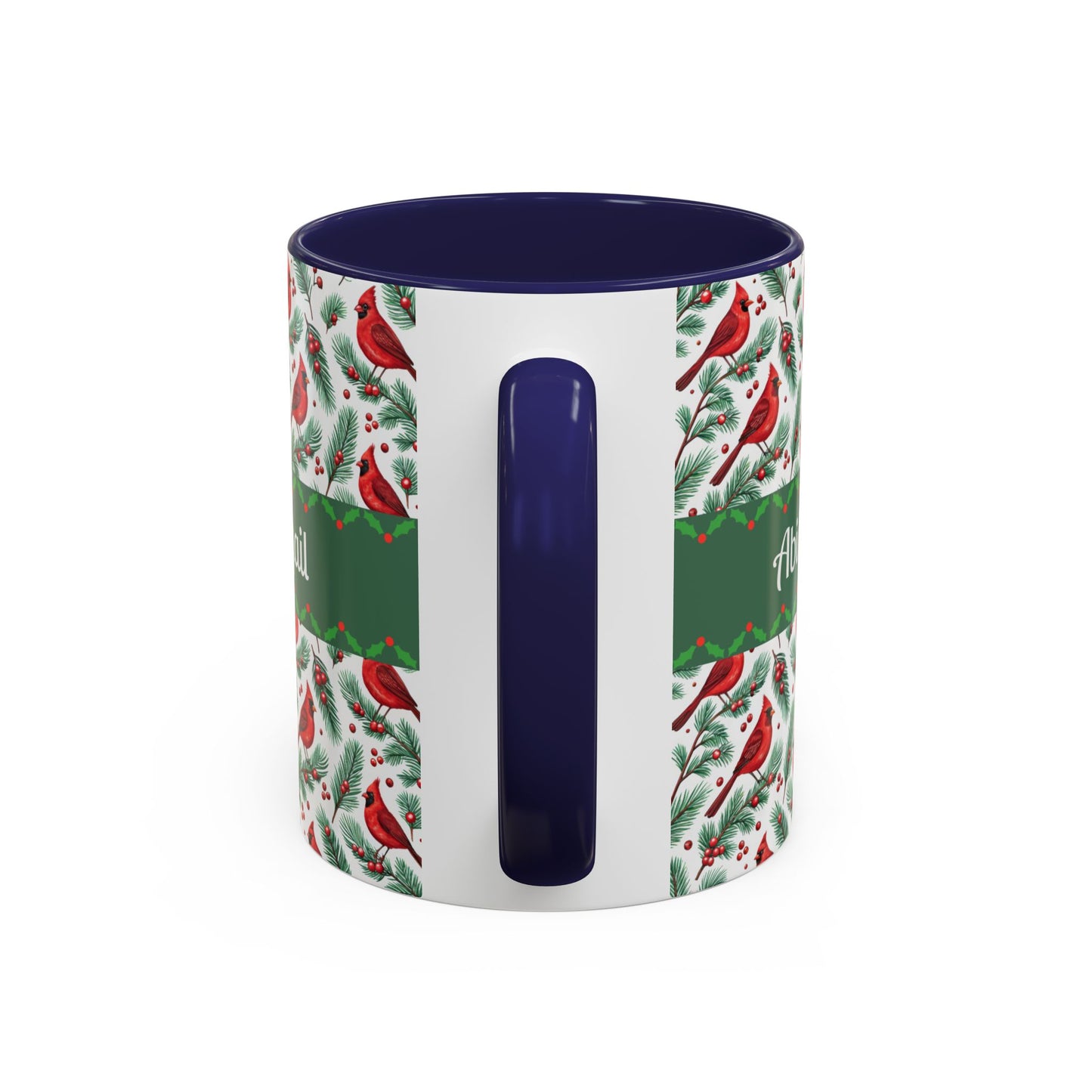 Personalized Holiday Coffee Mug, Festive Cardinal Mug, Custom Name Mug, Christmas Gift, Winter Decor, Drinkware