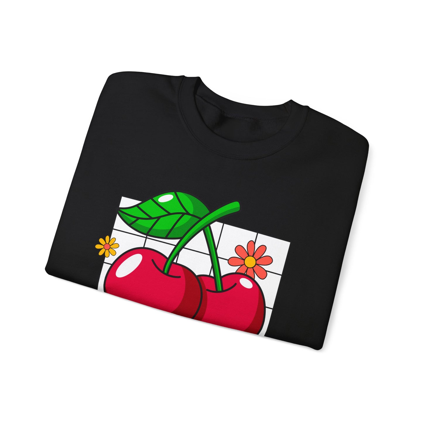 Cherry Yum Graphic Crewneck Sweatshirt | Cozy Unisex Sweater for Casual Wear, Gifts, Summer Vibes, Trendy Fashion, Foodie Apparel
