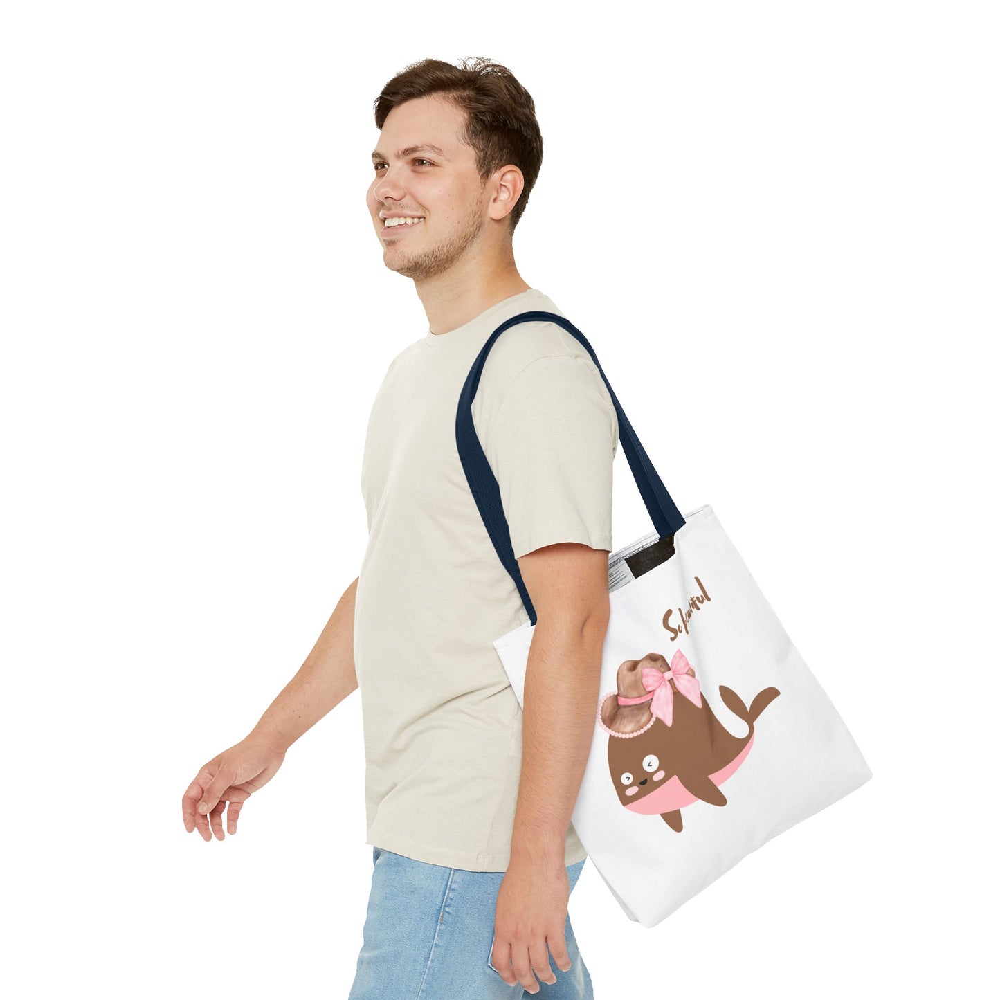 Whale wearing a cowboy hat with a pink bow Tote Bag
