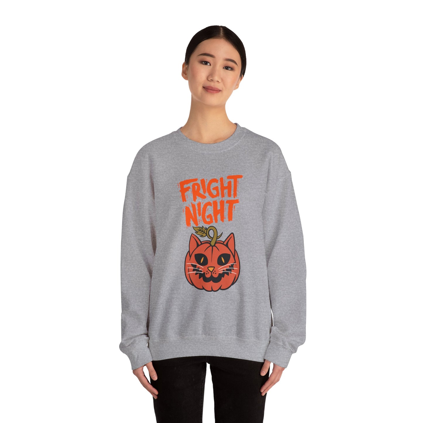 Halloween Cat Sweatshirt, Cozy Fall Apparel, Unisex Crewneck, Fright Night Design, Halloween Gift, Autumn Fashion