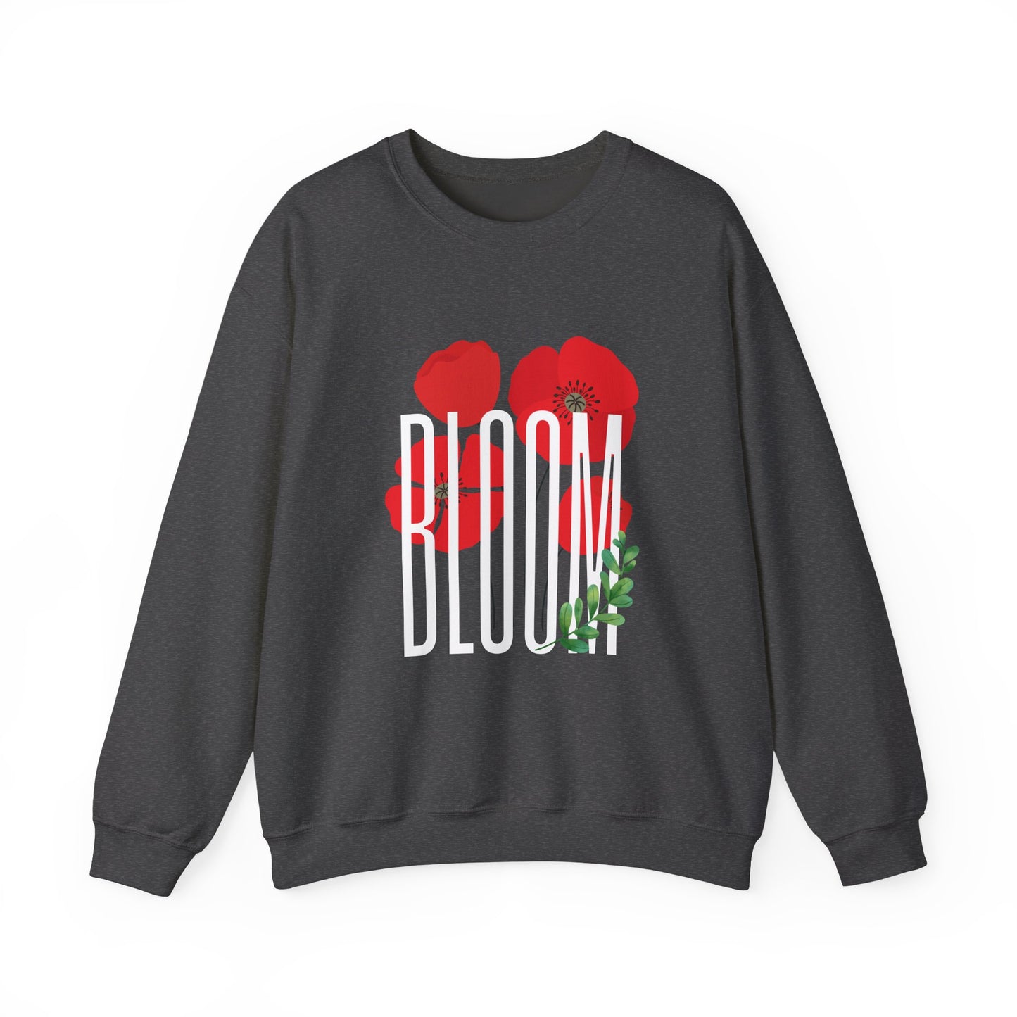 Bloom Poppy Sweatshirt, Casual Unisex Crewneck, Gift for Nature Lovers, Spring Fashion, Floral Sweatshirt, Botanical Gift