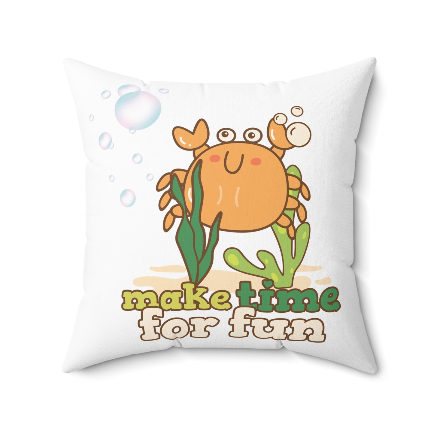 Cartoon crab lllusstration promoting joy and playfulness Spun Polyester Square Pillow