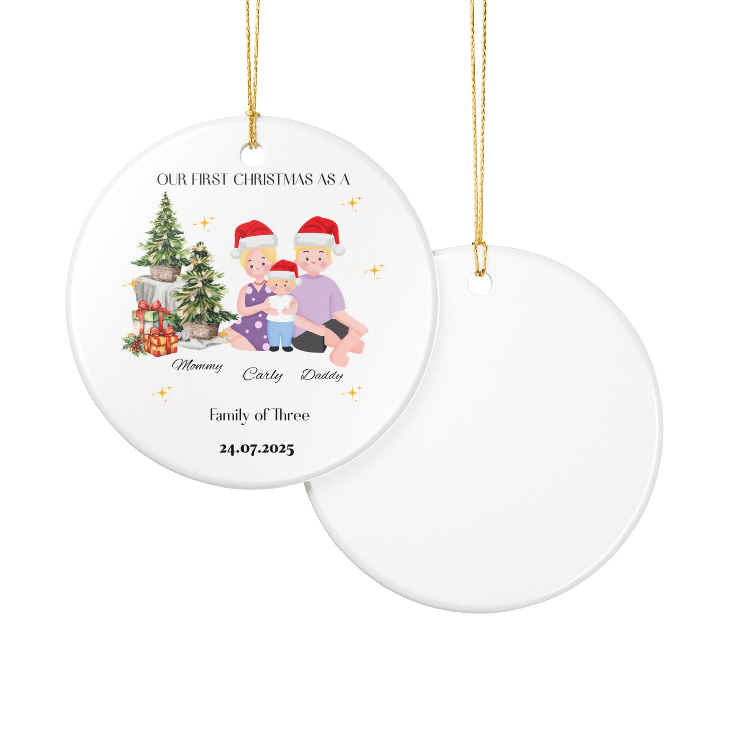 Custom Family Christmas Ornament - Our First Christmas as a Family, Holiday Decor, Personalized Gift, Keepsake Decoration, Xmas Ornament