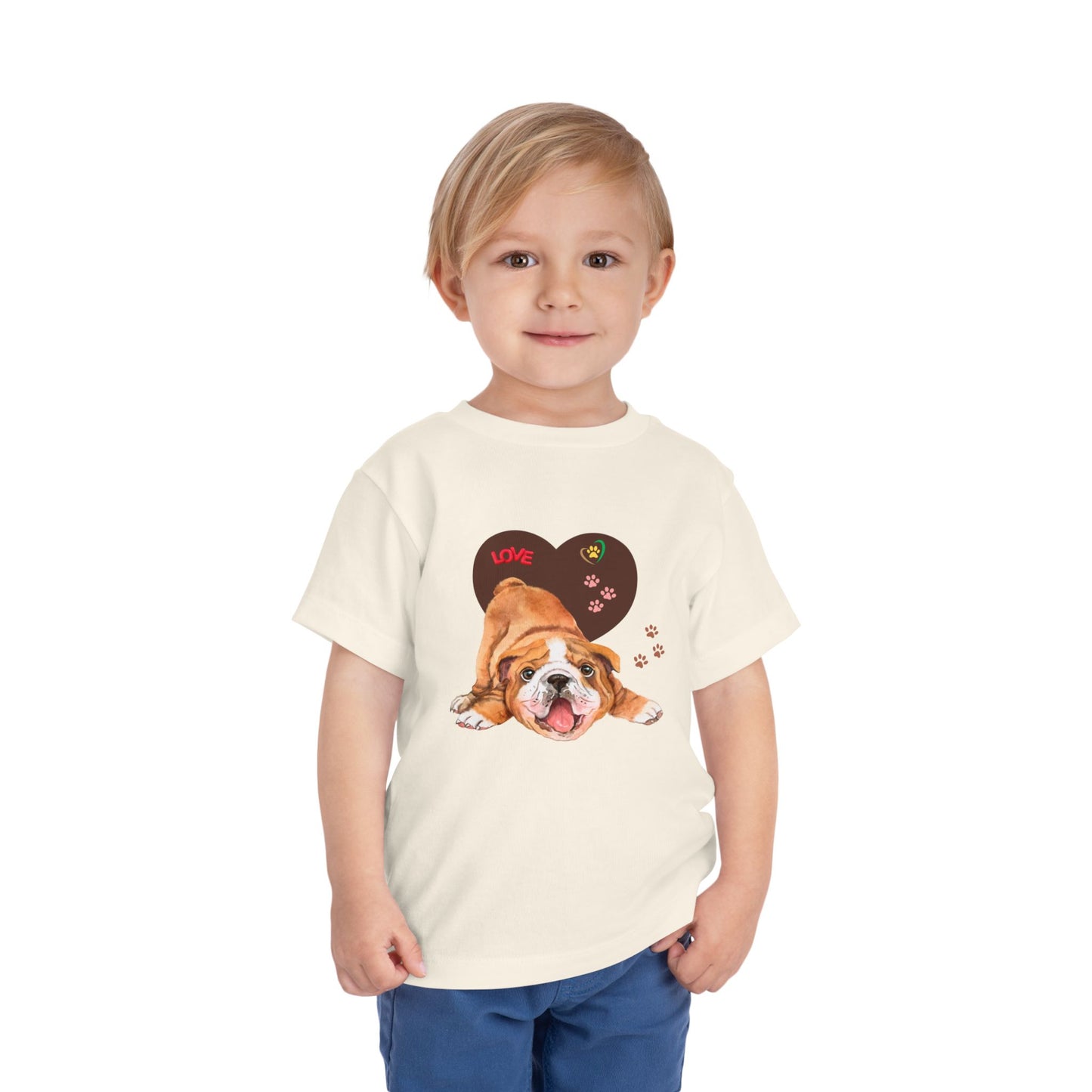 Bulldog Love Toddler Tee - Cute Dog Shirt, Baby Gift, Pet Lover Apparel, Kids Summer Style, Adorable Animal Tee