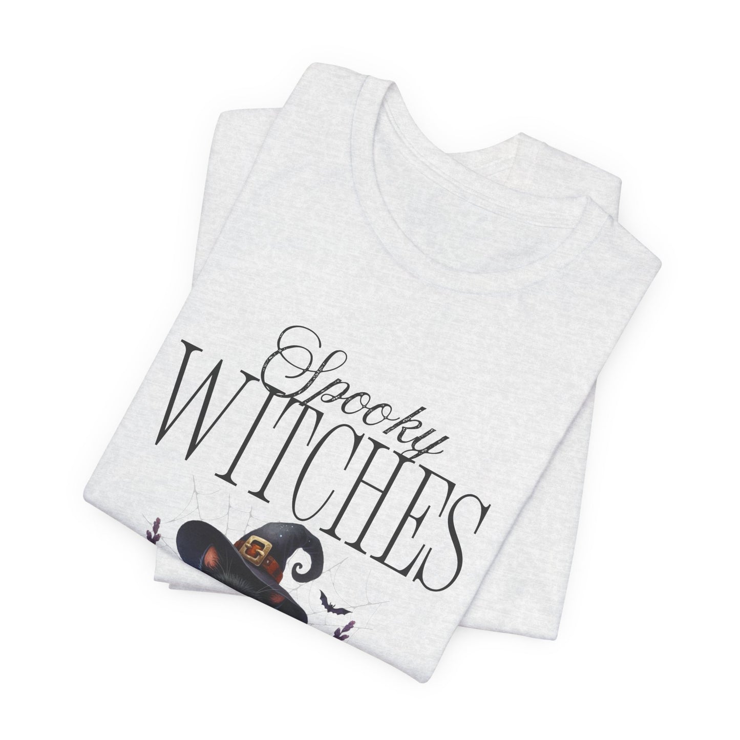 Spooky Witches Halloween Tee, Unisex Short Sleeve Shirt, Witch T-Shirt, Halloween Costume Top, Cat Lovers Gift, Fall Fashion
