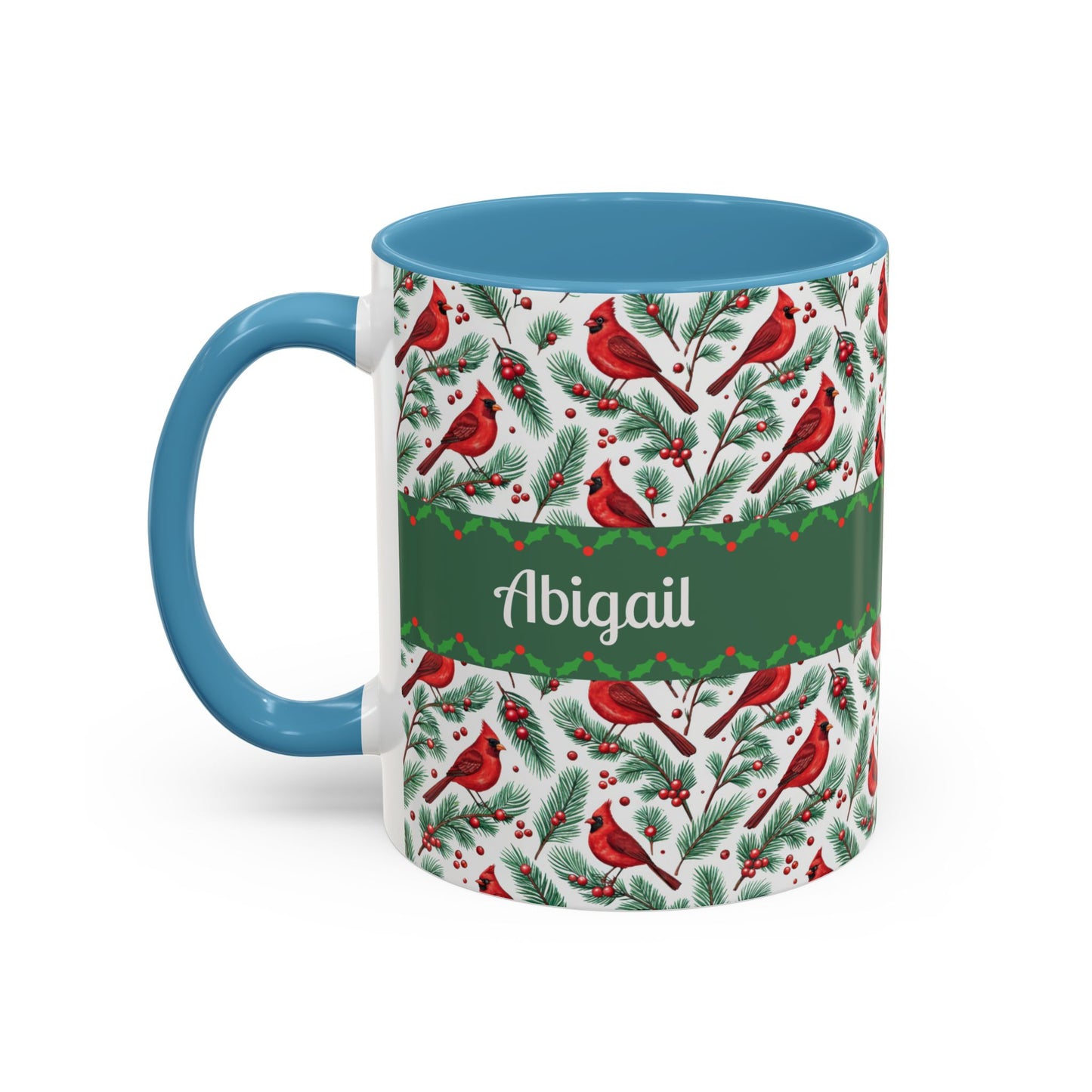 Personalized Holiday Coffee Mug, Festive Cardinal Mug, Custom Name Mug, Christmas Gift, Winter Decor, Drinkware