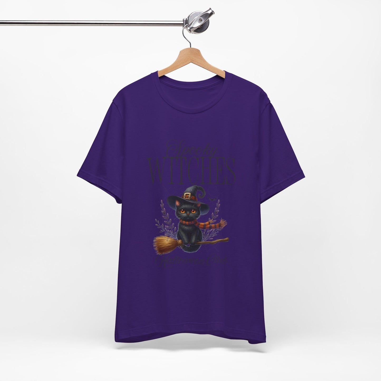 Spooky Witches Halloween Tee, Unisex Short Sleeve Shirt, Witch T-Shirt, Halloween Costume Top, Cat Lovers Gift, Fall Fashion