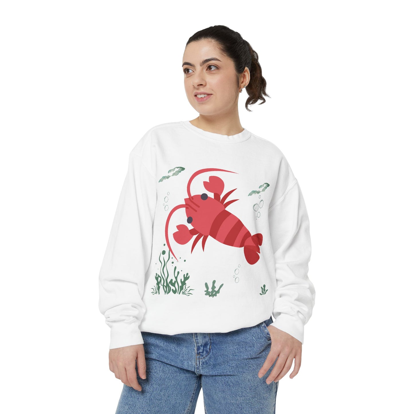 Red crayfish in an aquatic environment Unisex Garment-Dyed Sweatshirt