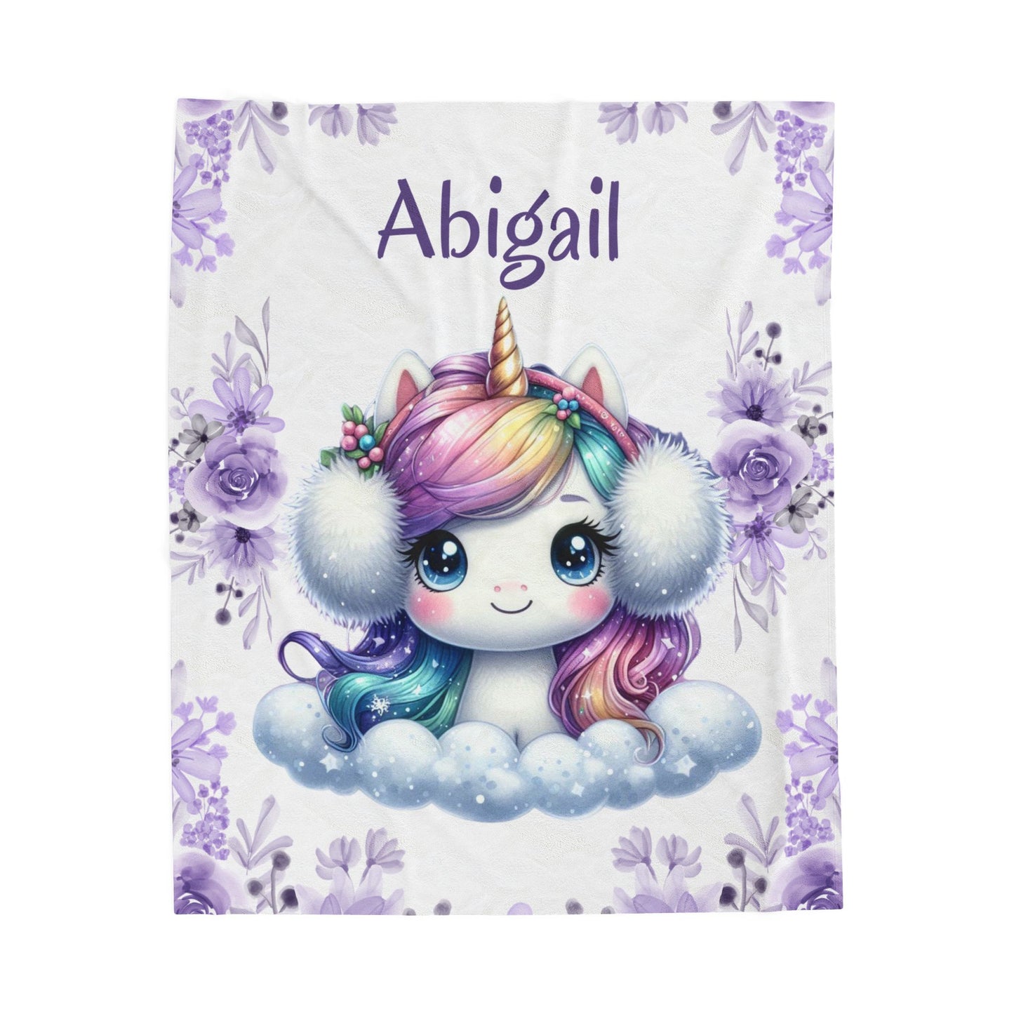 Personalized Unicorn Plush Blanket, Cozy Comfort for Kids, Custom Name Gift, Soft Throw Blanket, Perfect for Birthdays & Baby Showers