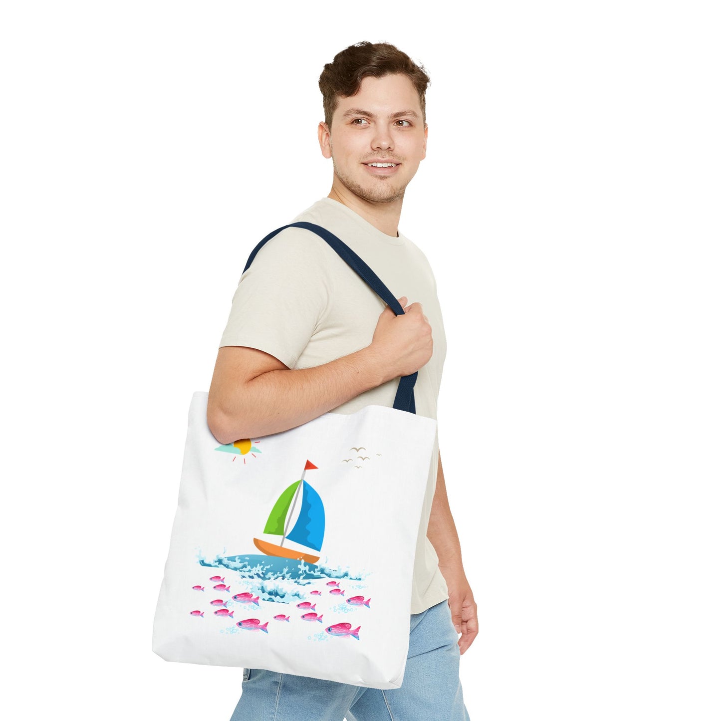 Sailboat and Red fish Tote Bag