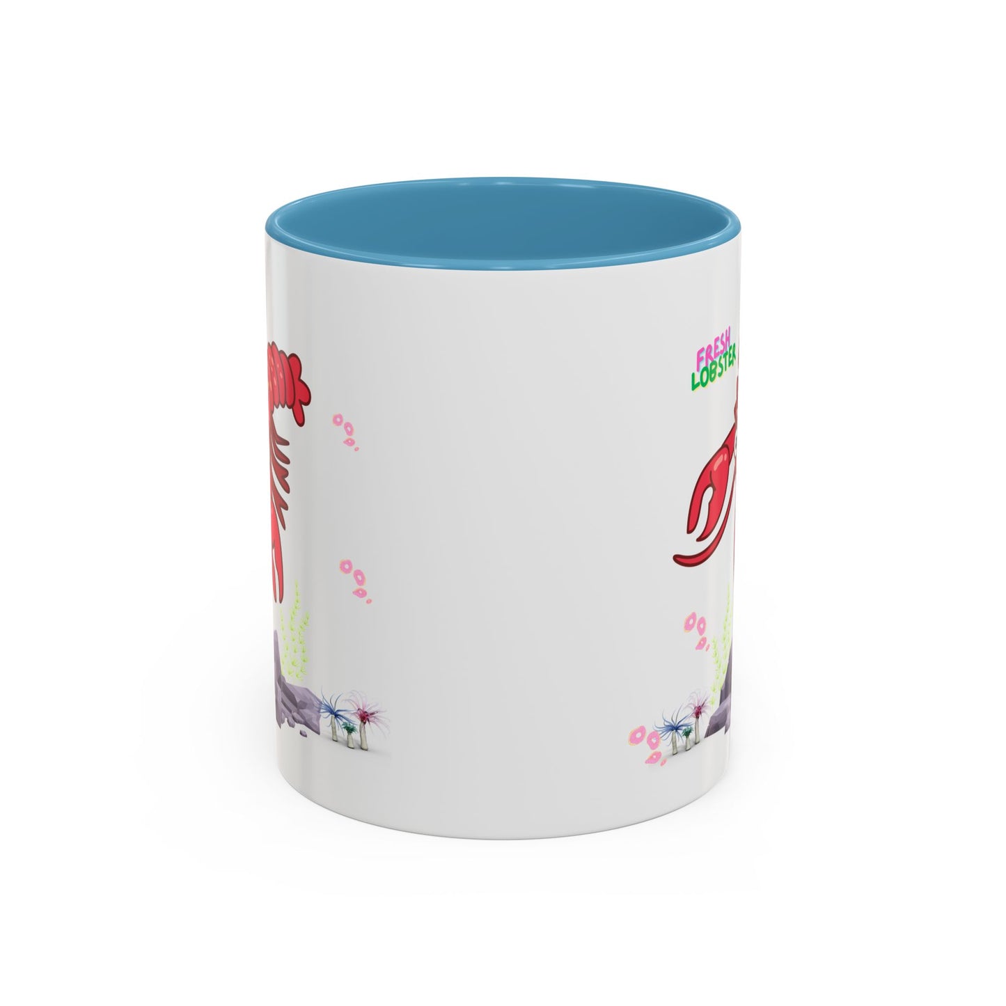 Friendly red lobster big eyes and yellow strip Coffee Mug