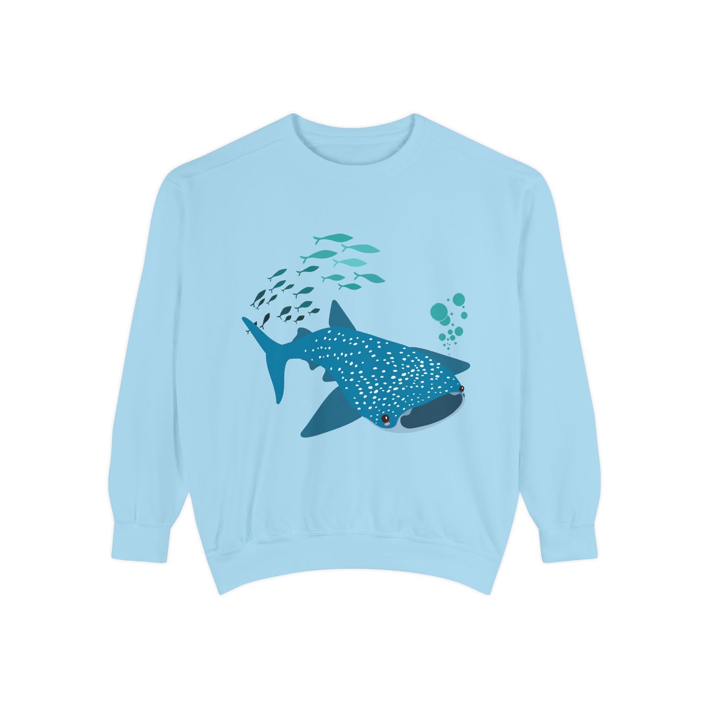 Whale Shark school of fish and buddles Unisex Garment-Dyed Sweatshirt