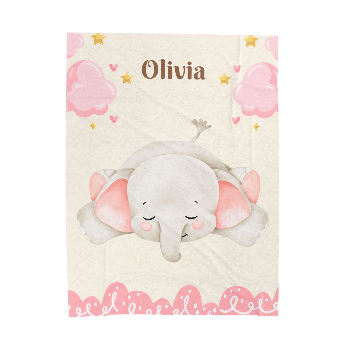 Personalized Baby Elephant Plush Blanket, Soft Nursery Throw, Gift for Newborn, Baby Shower, Child's Room Decor, Cozy Bedding