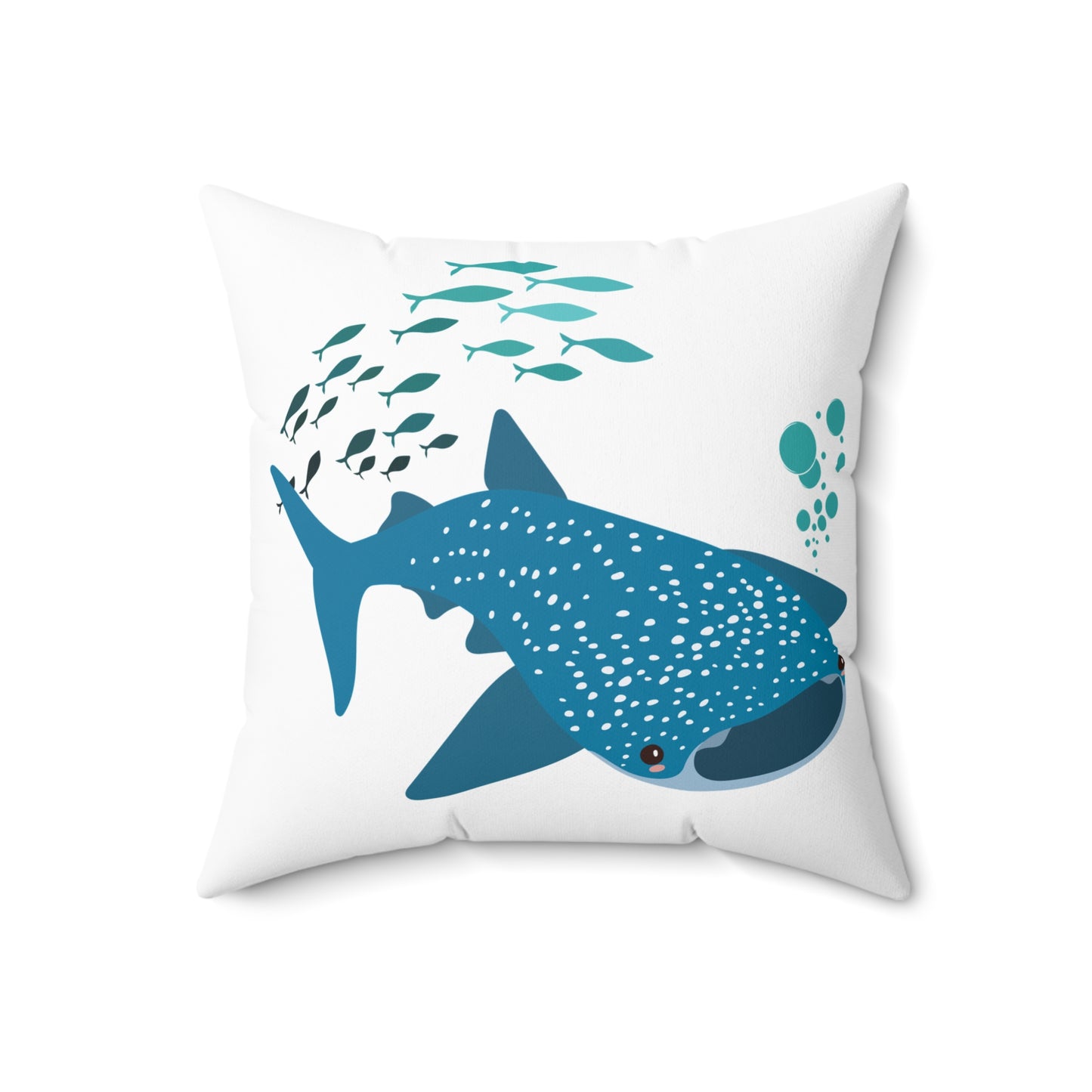 Whale Shark school of fish and buddles Spun Polyester Square Pillow