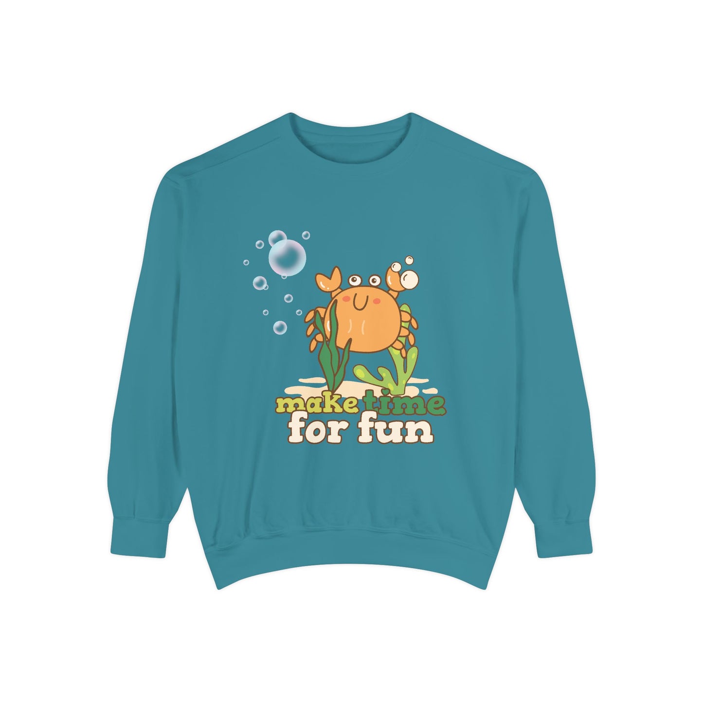 Cartoon crab lllusstration promoting joy and playfulness Unisex Garment-Dyed Sweatshirt