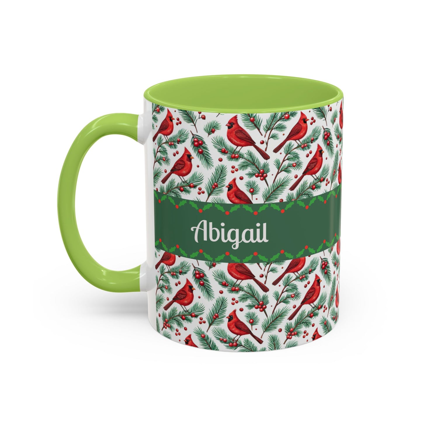 Personalized Holiday Coffee Mug, Festive Cardinal Mug, Custom Name Mug, Christmas Gift, Winter Decor, Drinkware