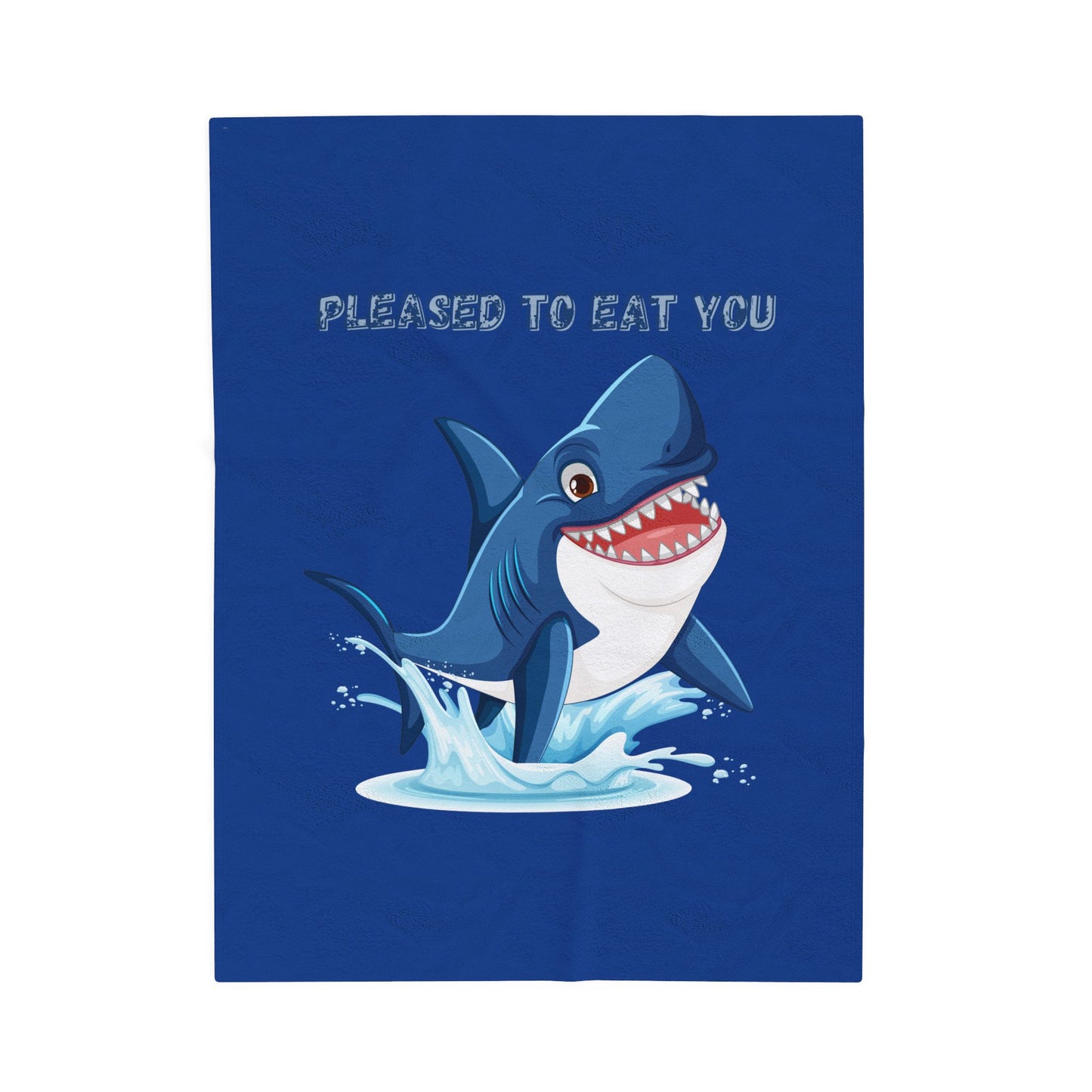 Humorous cartoon shark with threatening text Velveteen Plush Blanket
