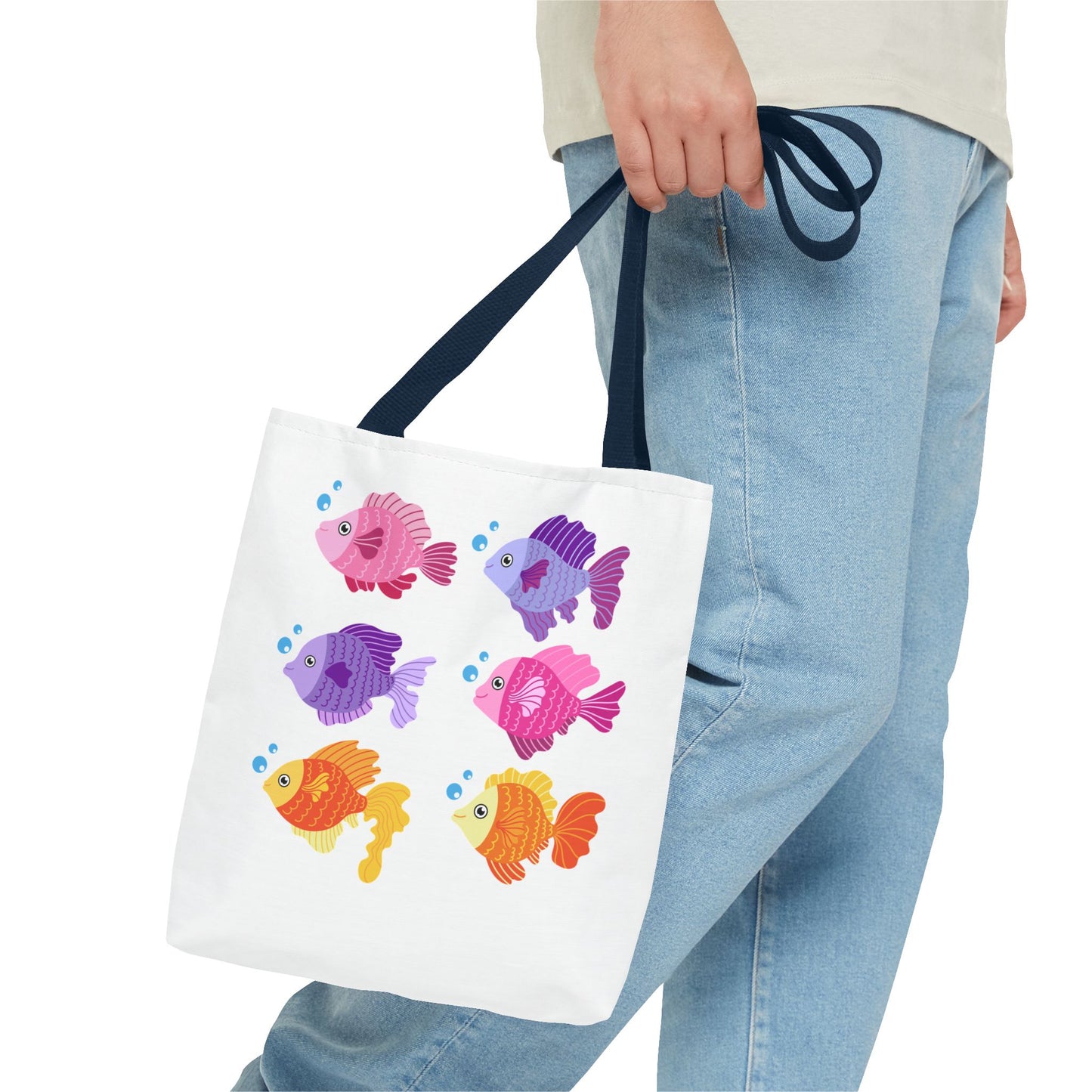 Six fish with cartoonish bubbles Tote Bag