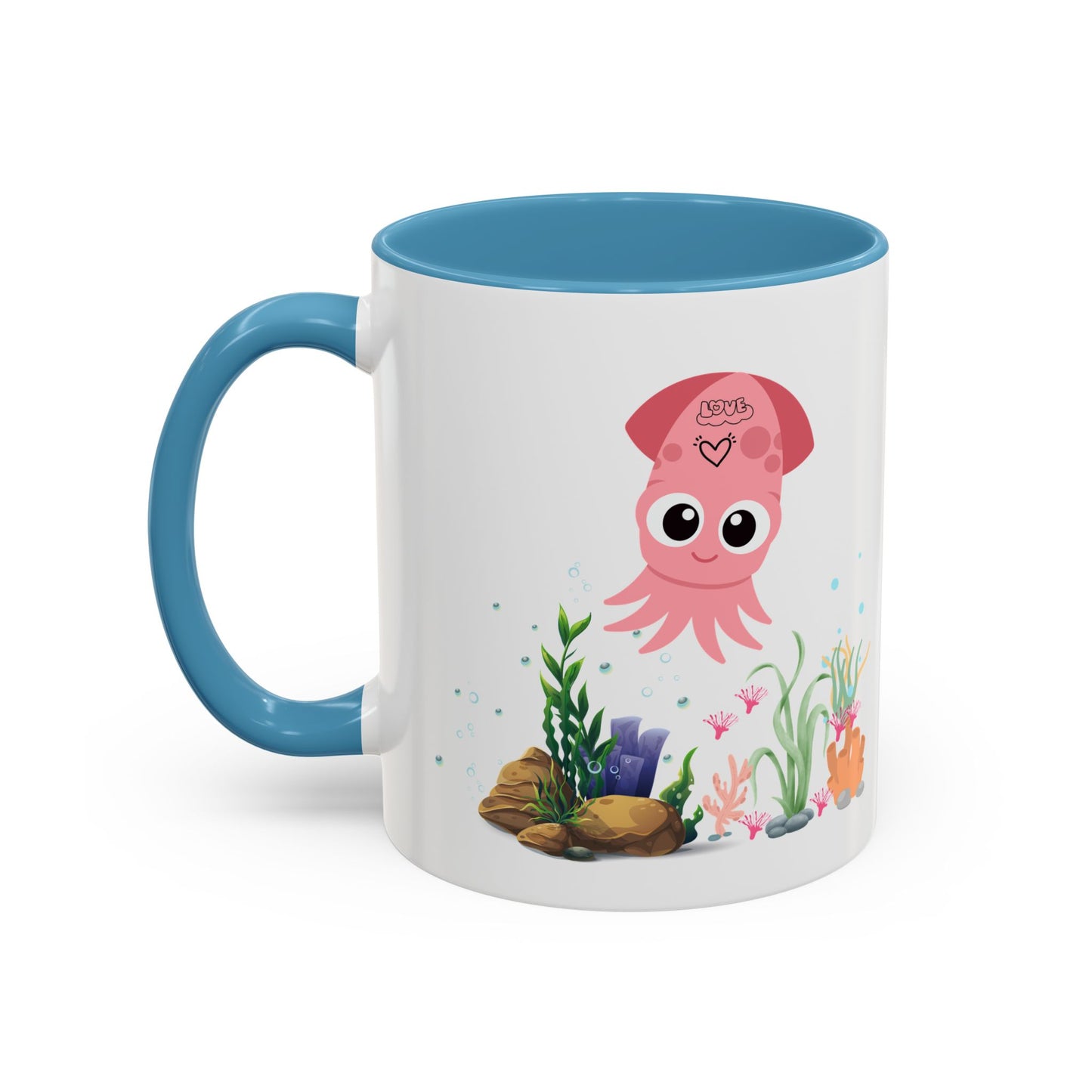 Pink squid cartoon with love Coffee Mug