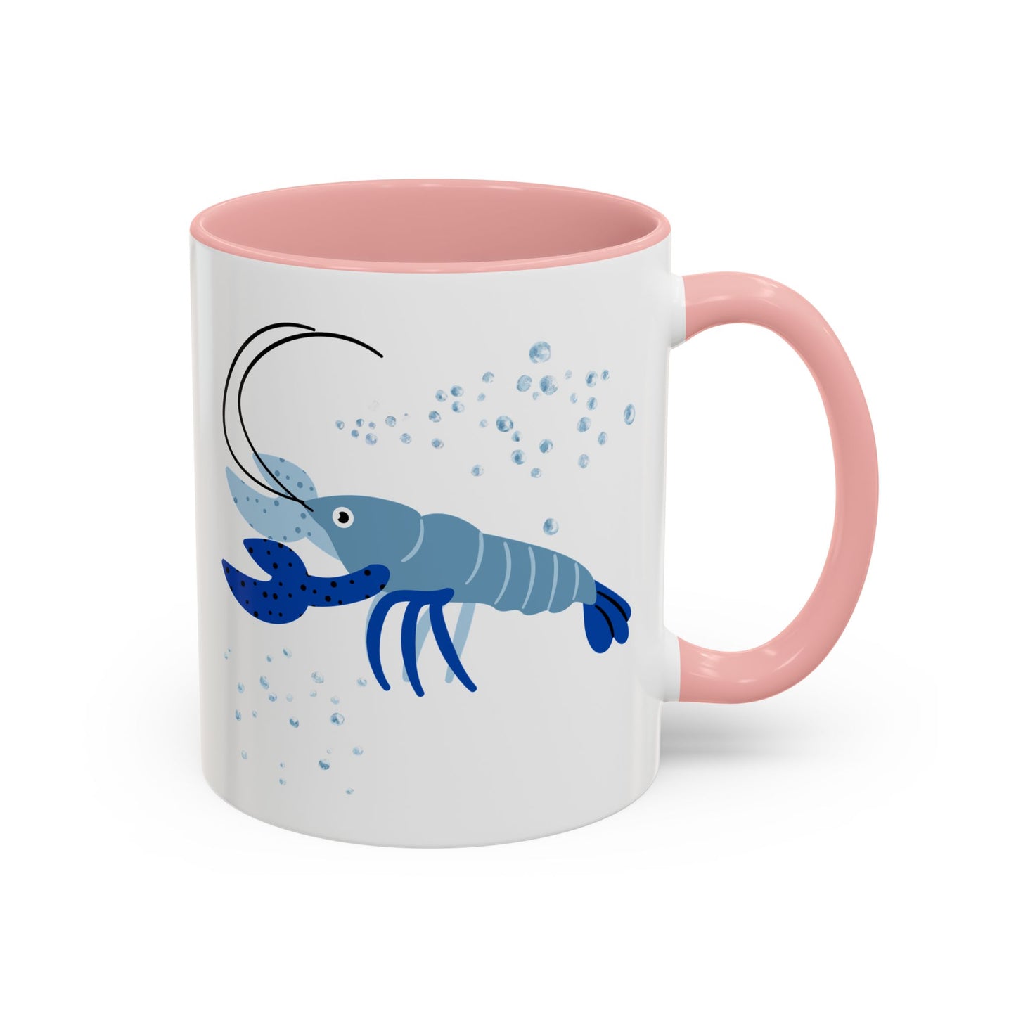 Blue shrimp with dark blue claws and bubbles Coffee Mug
