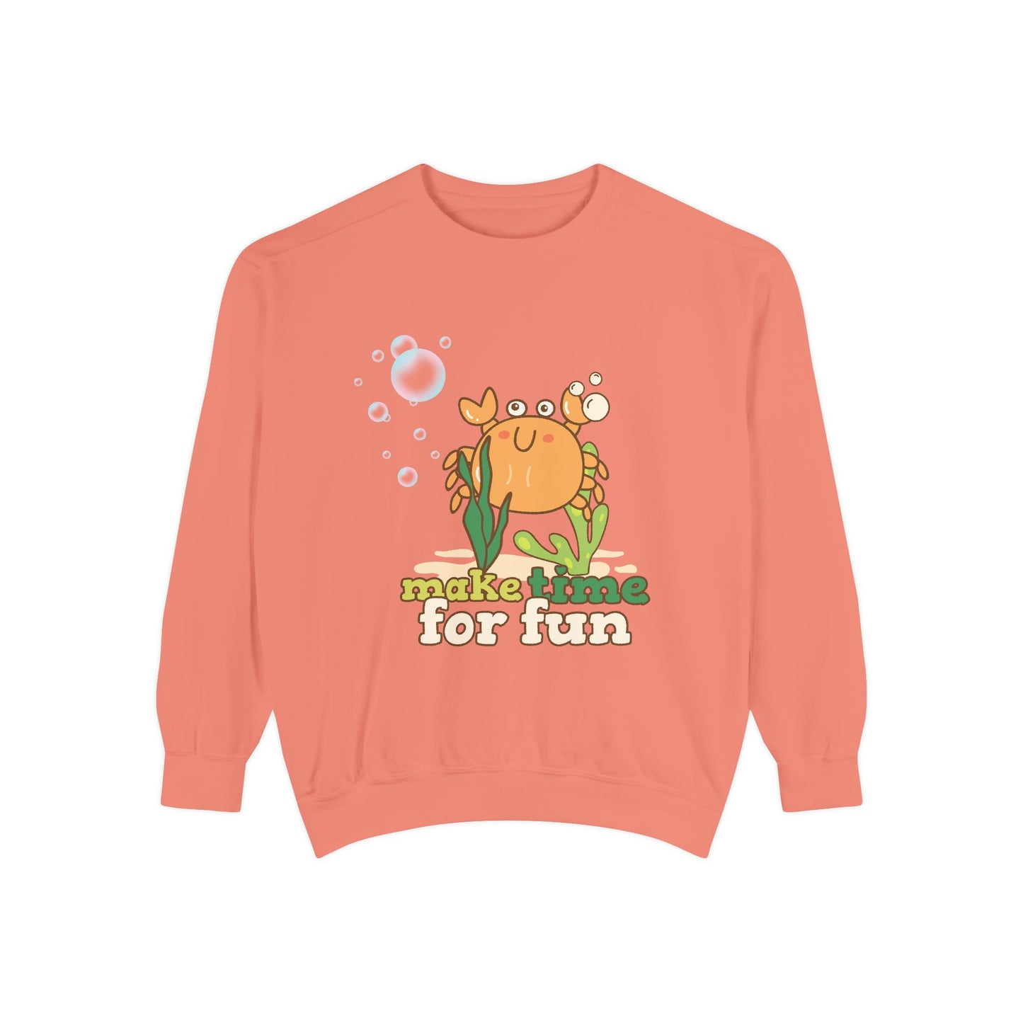 Cartoon crab lllusstration promoting joy and playfulness Unisex Garment-Dyed Sweatshirt