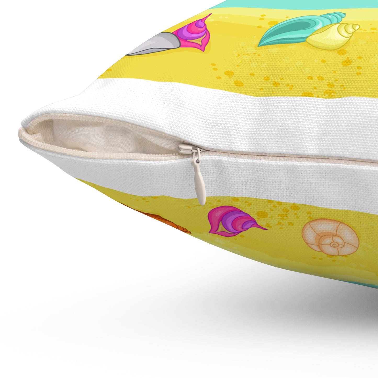 Octopus on a beach scene with tropical Spun Polyester Square Pillow