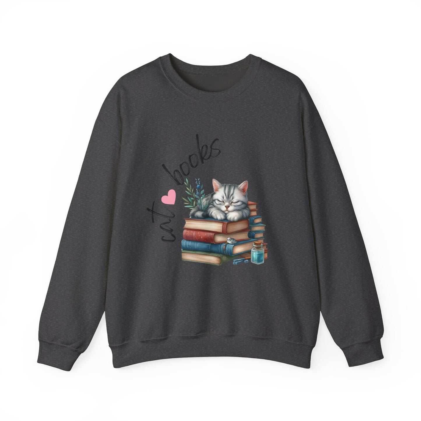 Cozy Cat Lover Crewneck Sweatshirt - Great for Book Lovers, Cat Enthusiasts, Gifts, Casual Wear, Cozy Nights
