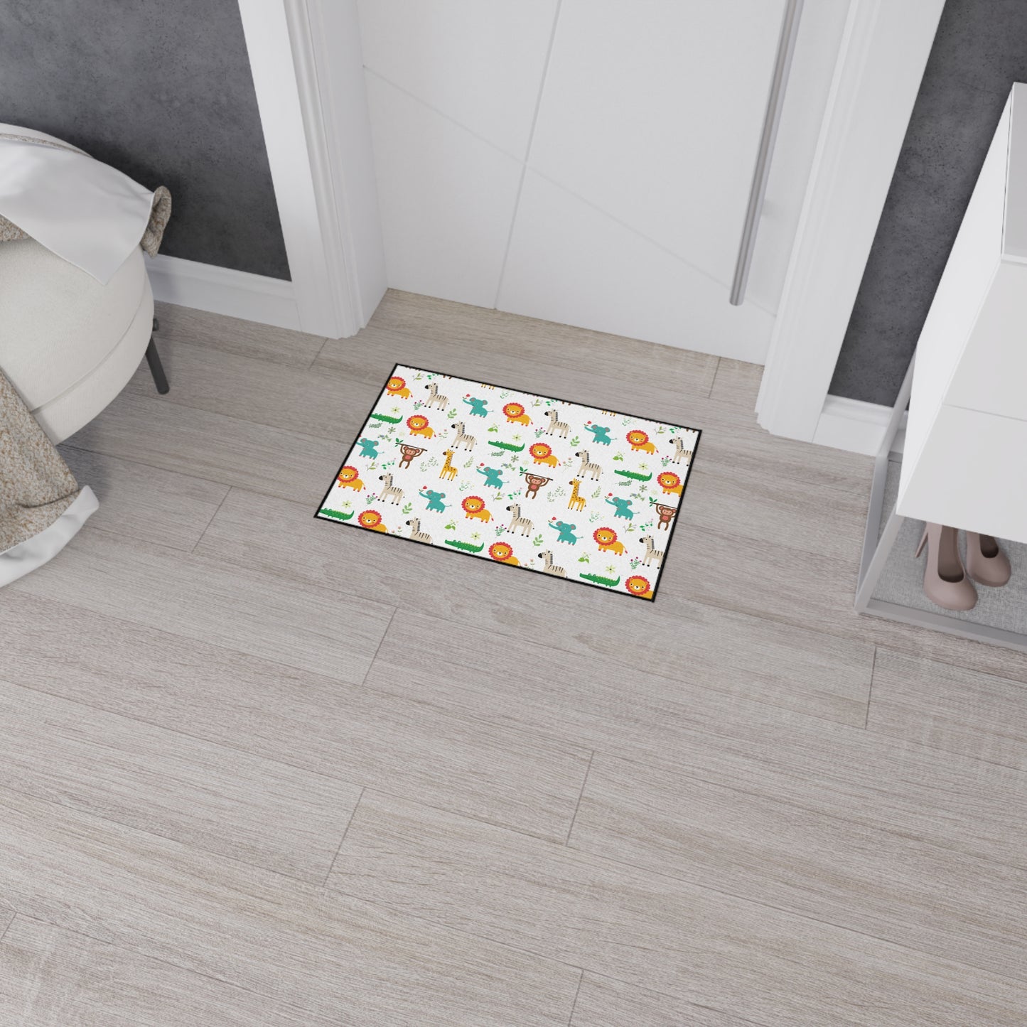 Kids' Safari Animal Floor Mat — Heavy Duty Non-Slip Playroom Rug