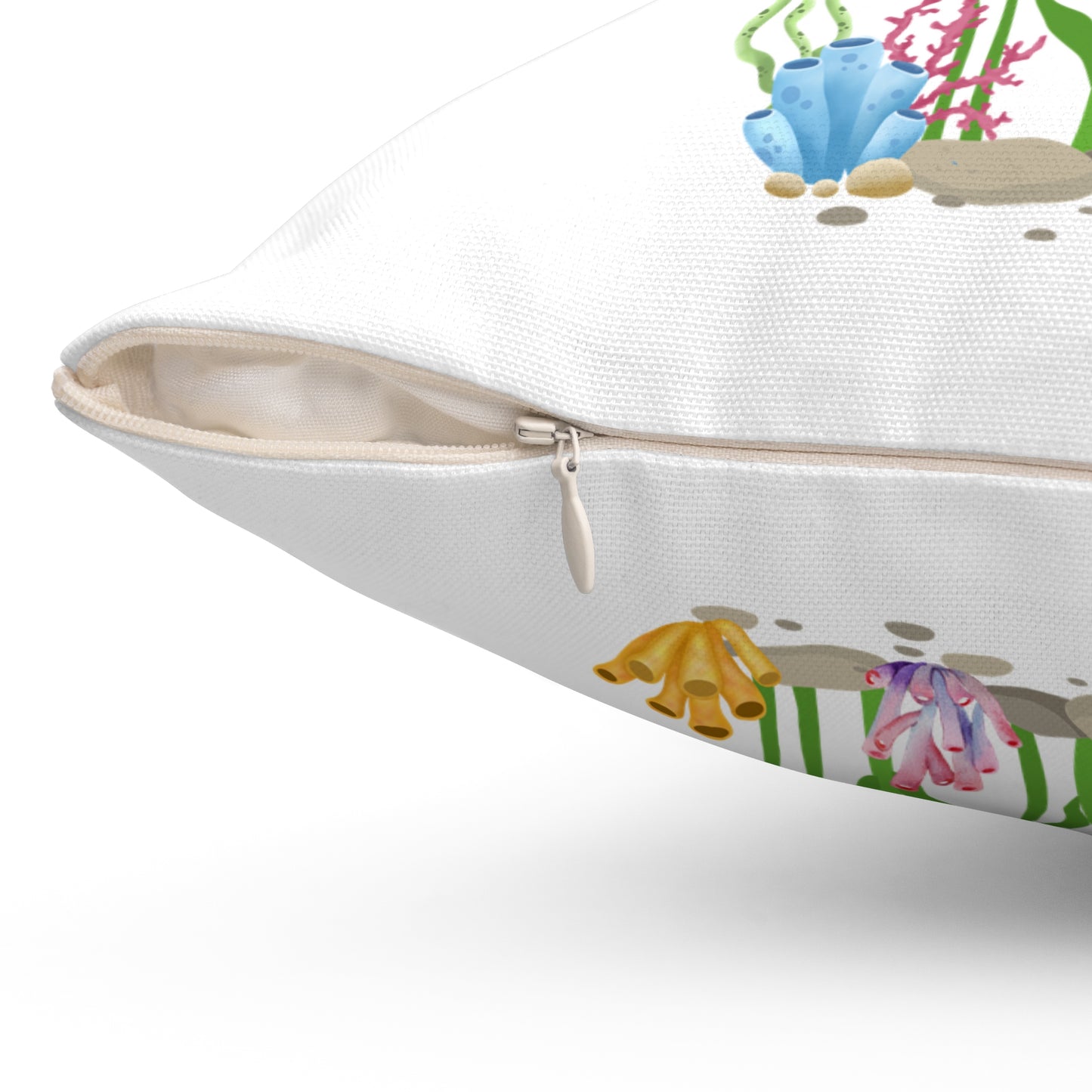 Two fish greet in underwater Spun Polyester Square Pillow