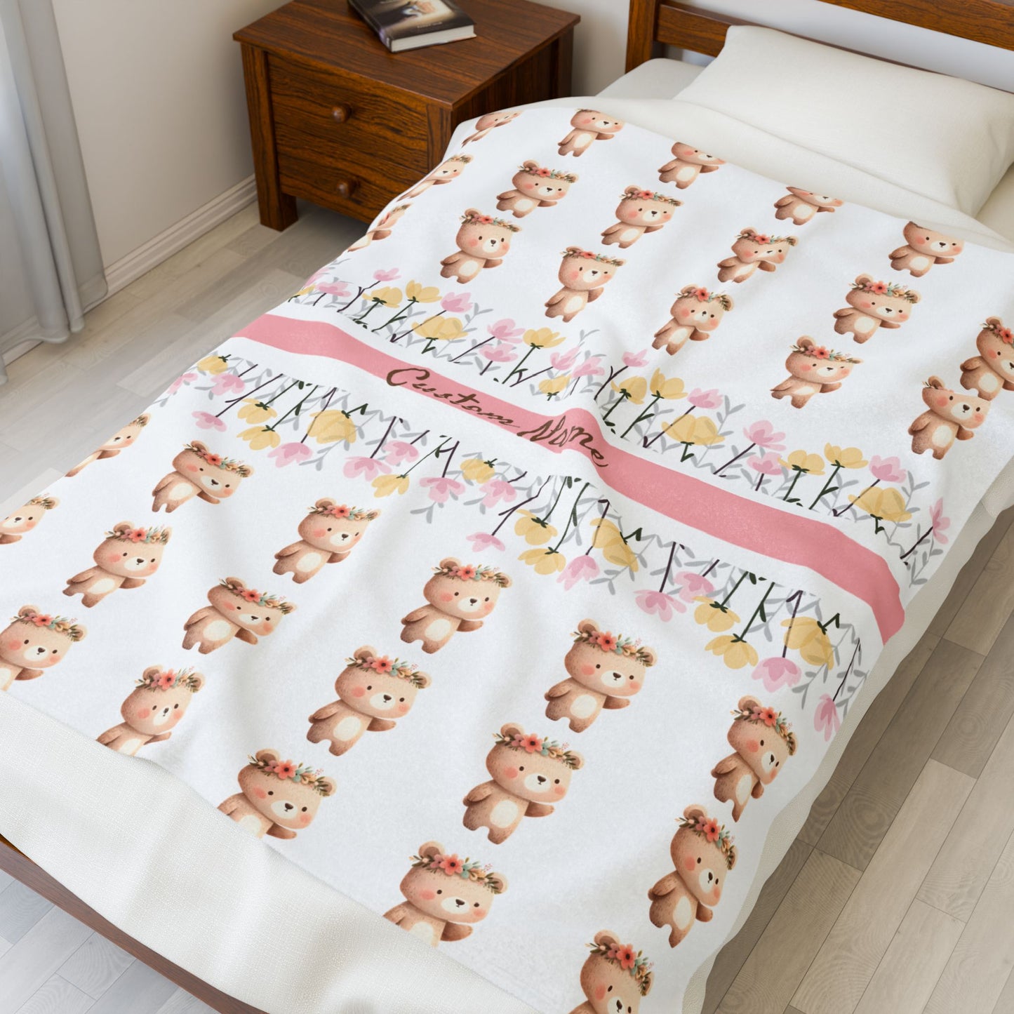 Personalized Velveteen Plush Blanket for Kids, Baby Shower Gift, Nursery Decor, Cozy Throw, Custom Name Blanket