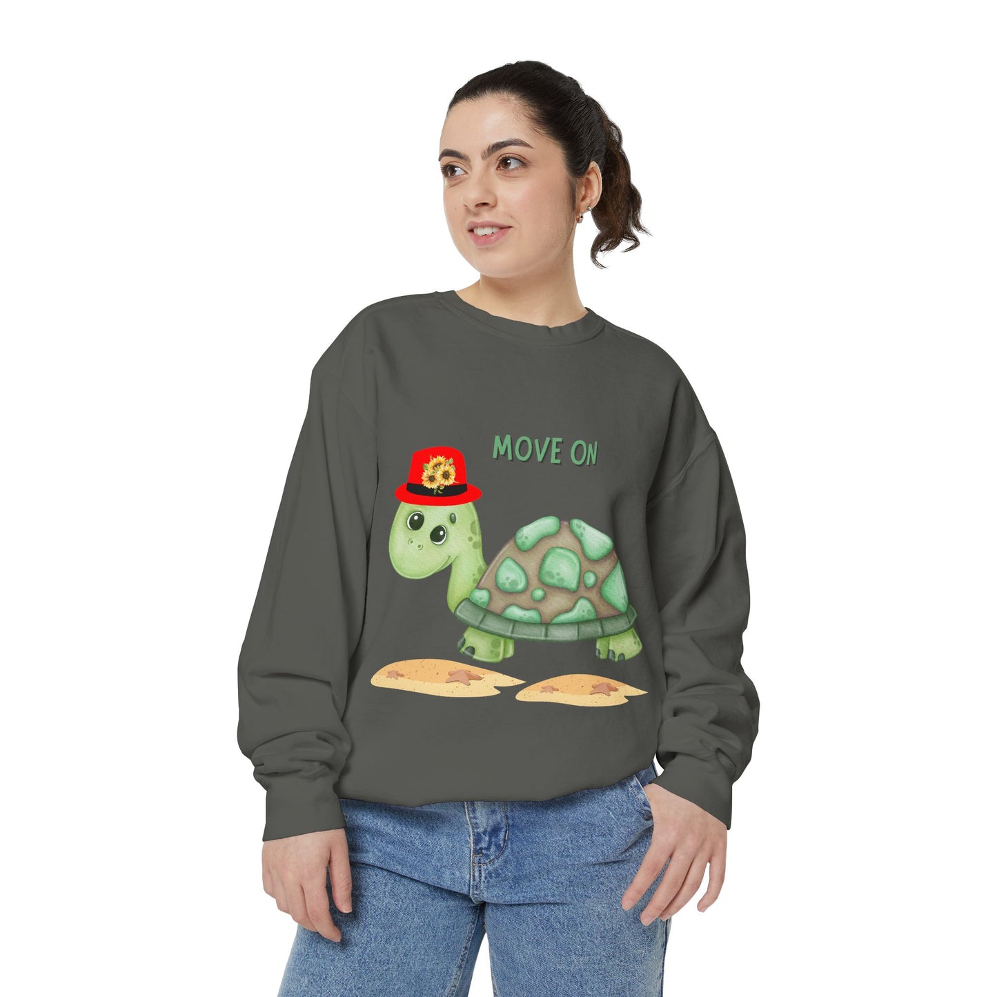 Turtle with a sunflower hat Unisex Garment-Dyed Sweatshirt