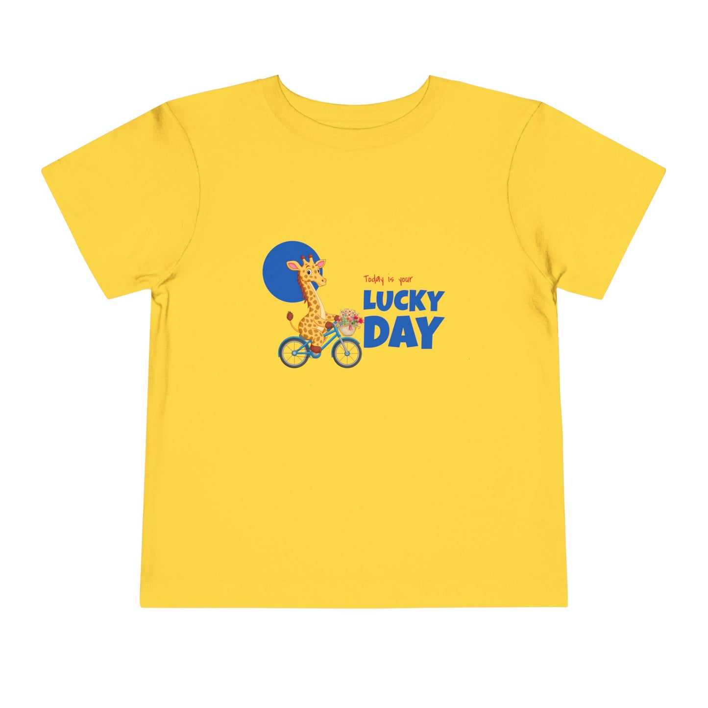 Toddler Short Sleeve Tee - 'Lucky Day' Giraffe Design, Kids Summer Shirt, Playtime Tee, Gift for Toddlers, Cute Animal Top