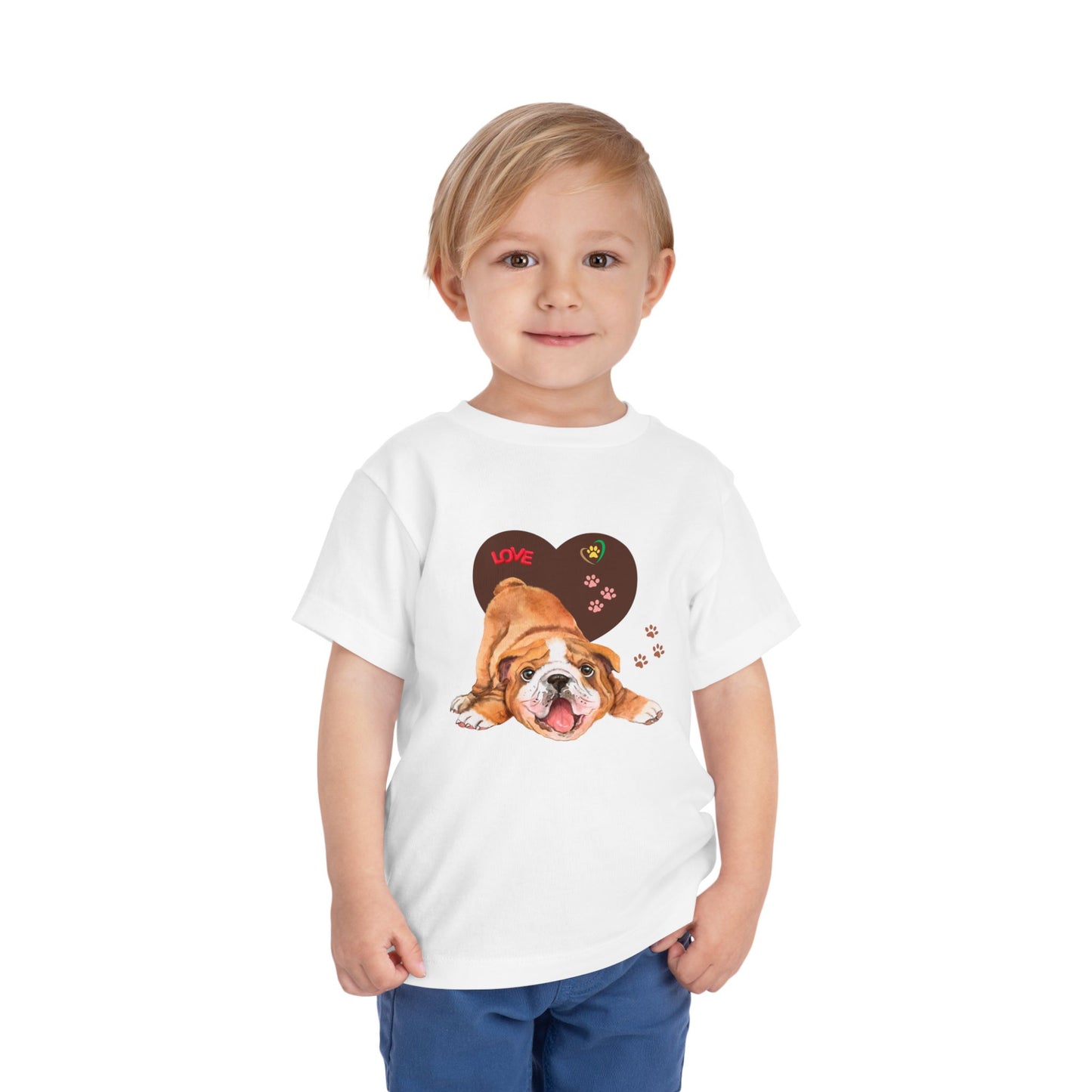 Bulldog Love Toddler Tee - Cute Dog Shirt, Baby Gift, Pet Lover Apparel, Kids Summer Style, Adorable Animal Tee