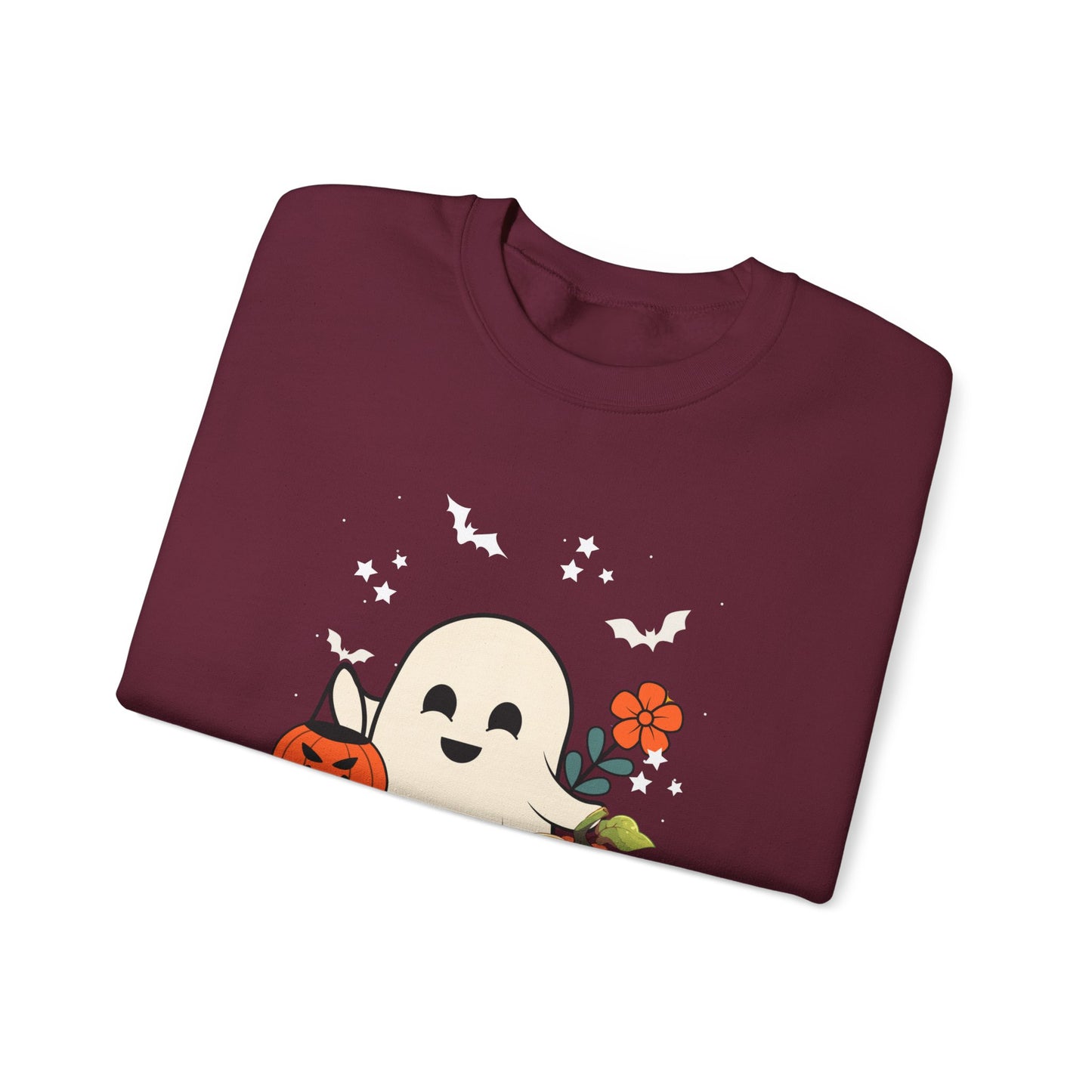 Halloween Ghost Sweatshirt, Cozy Unisex Crewneck for Fall, Stay Spooky Sweatshirt, Perfect for Halloween, Autumn Wardrobe Essential