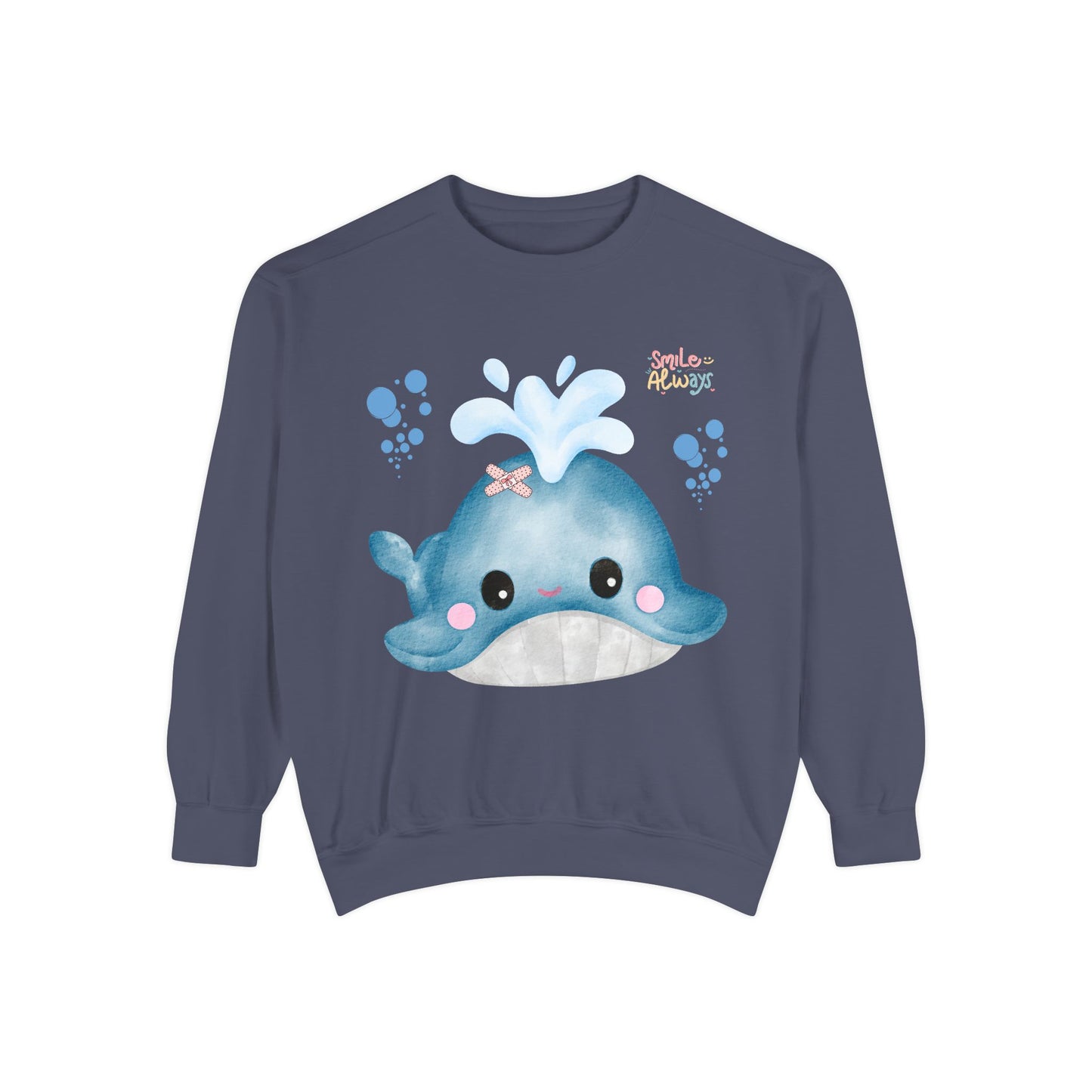 Whale with a bandage and bubble Unisex Garment-Dyed Sweatshirt