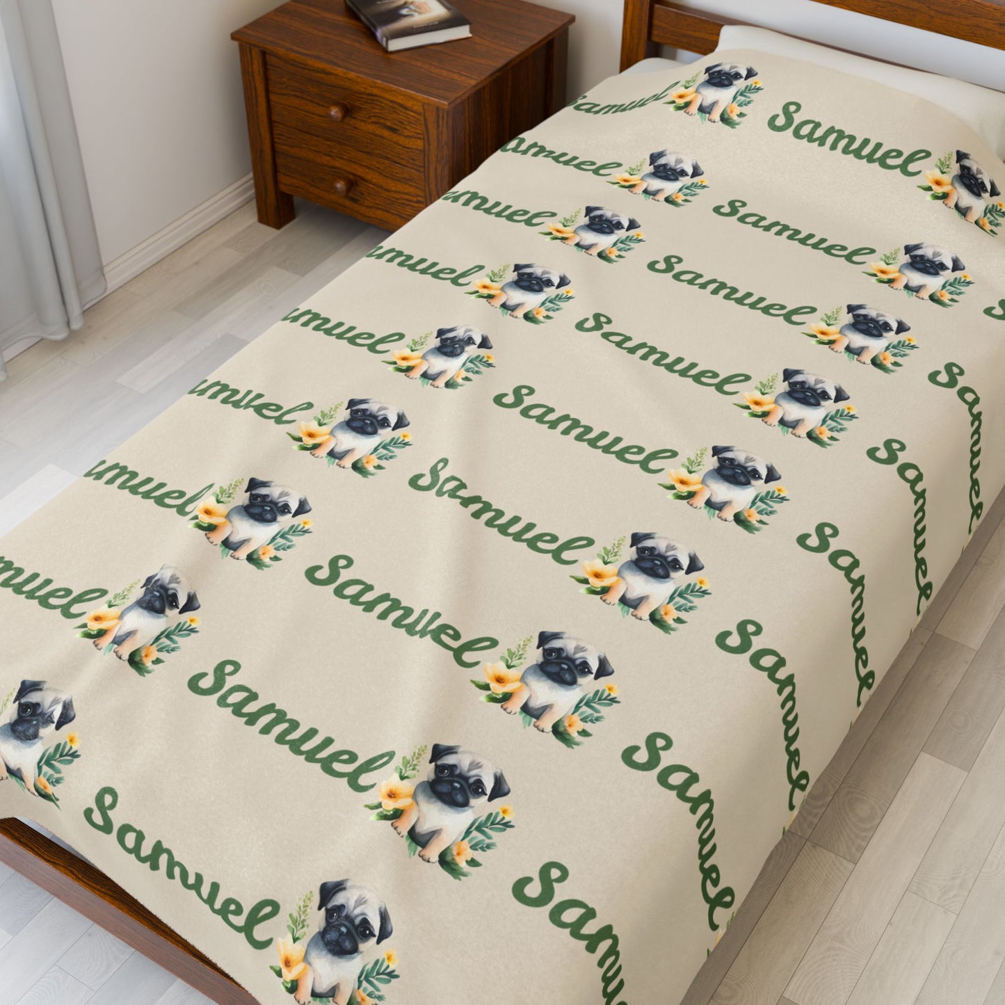 Personalized Velveteen Plush Blanket with Custom Name, Cozy Throw, Perfect Gift for Kids, Pet Lovers, Home Decor, Bedroom Accent