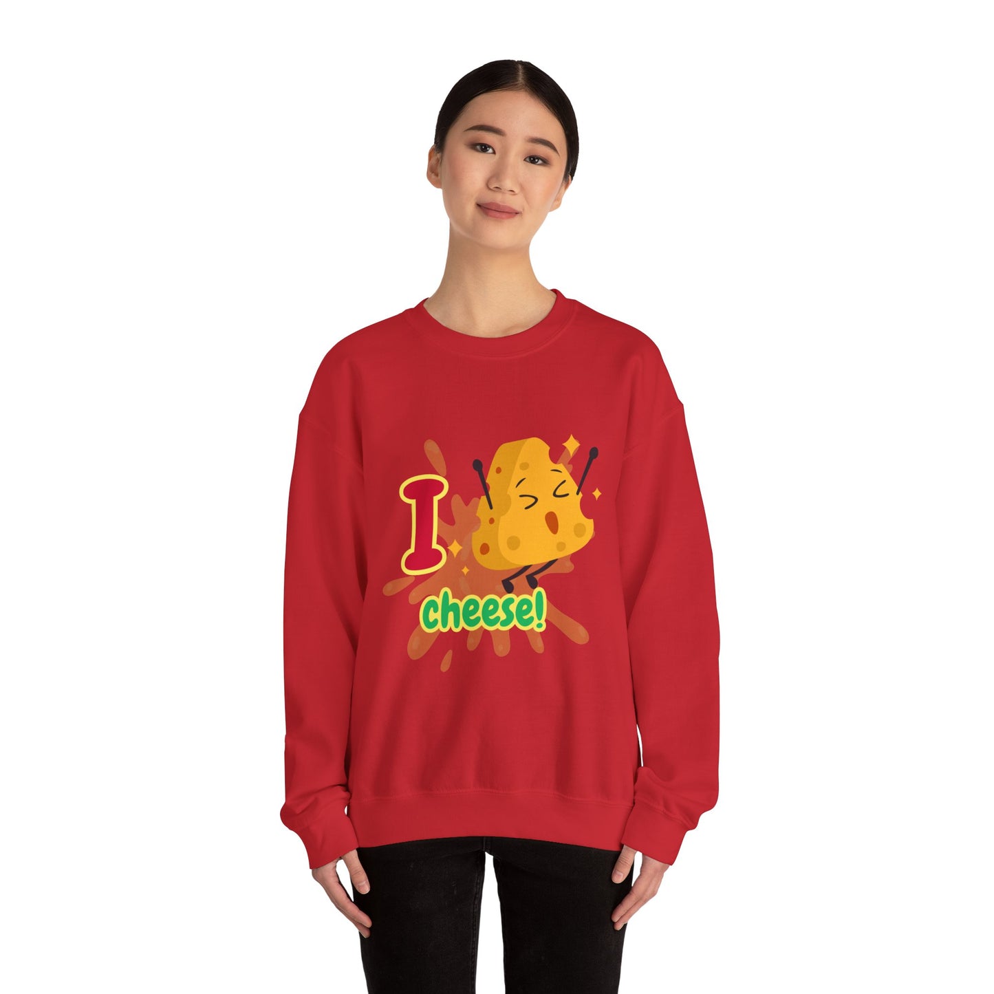 Cheesy Crewneck Sweatshirt, Funny Sweatshirt, Unisex Pullover, Comfort Clothing, Gift for Cheese Lovers, Halloween Apparel, Cozy Layer