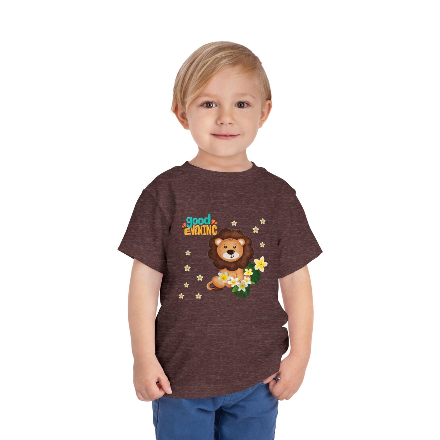 Toddler Lion Graphic Tee - Cute Short Sleeve T-Shirt for Kids, Fun Toddler Gift, Birthday, Playtime, Summer Wear, Cartoon Animal Shirt