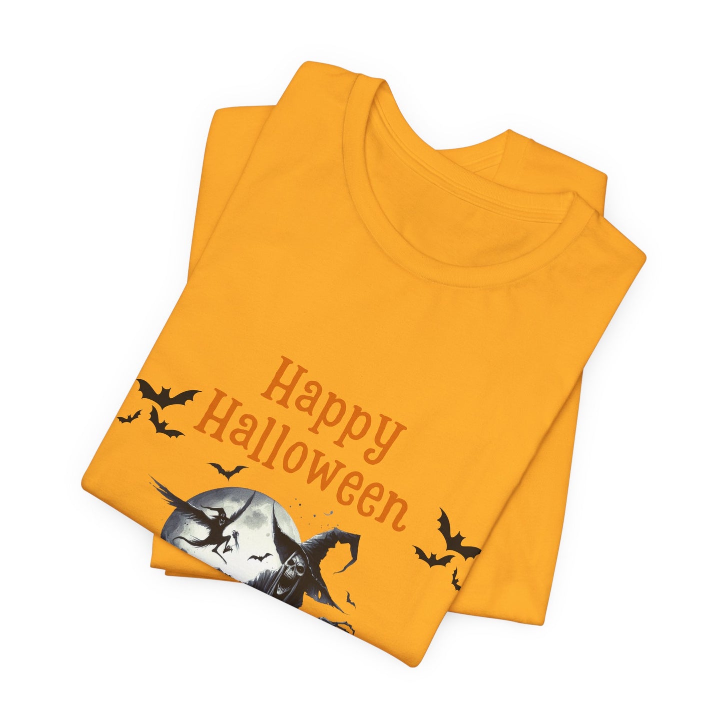 Happy Halloween Unisex Tee, Spooky T-Shirt, Halloween Gift, Fall Wardrobe Essential, Ghosts and Ghouls Vibe