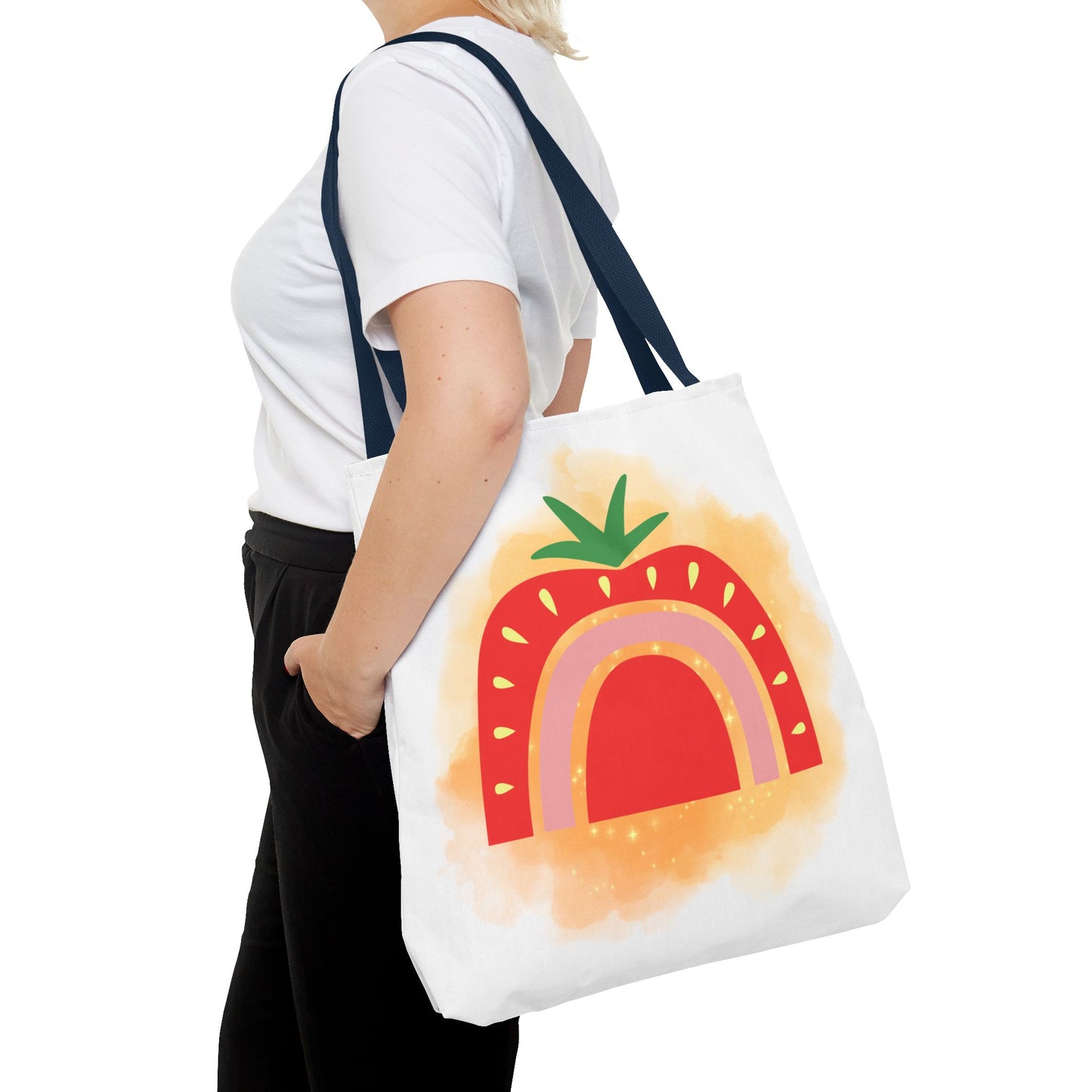 Strawberry Rainbow Tote Bag – Cute Fruit Watercolor AOP Tote