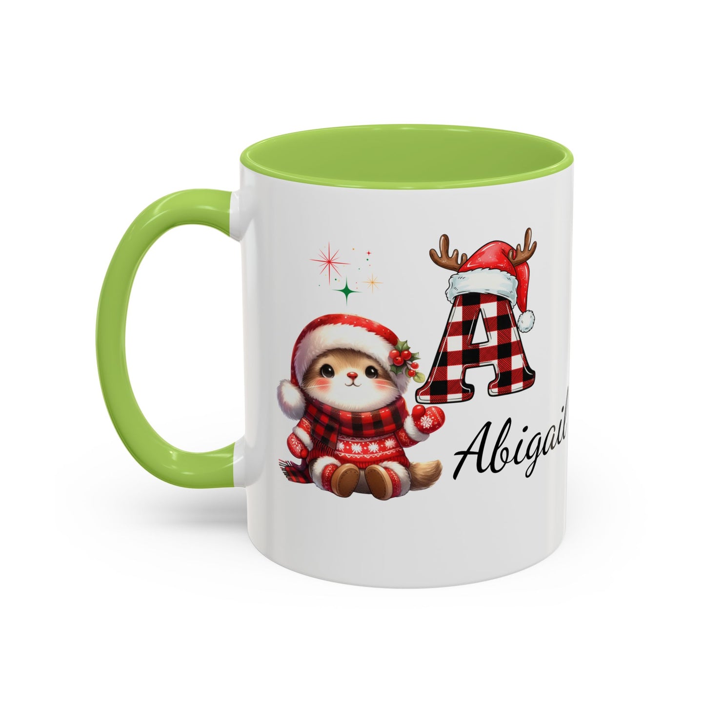 Festive Personalized Coffee Mug, Holiday Gift for Coffee Lovers, Custom Name Mug, Cute Animal Design, Perfect for Christmas