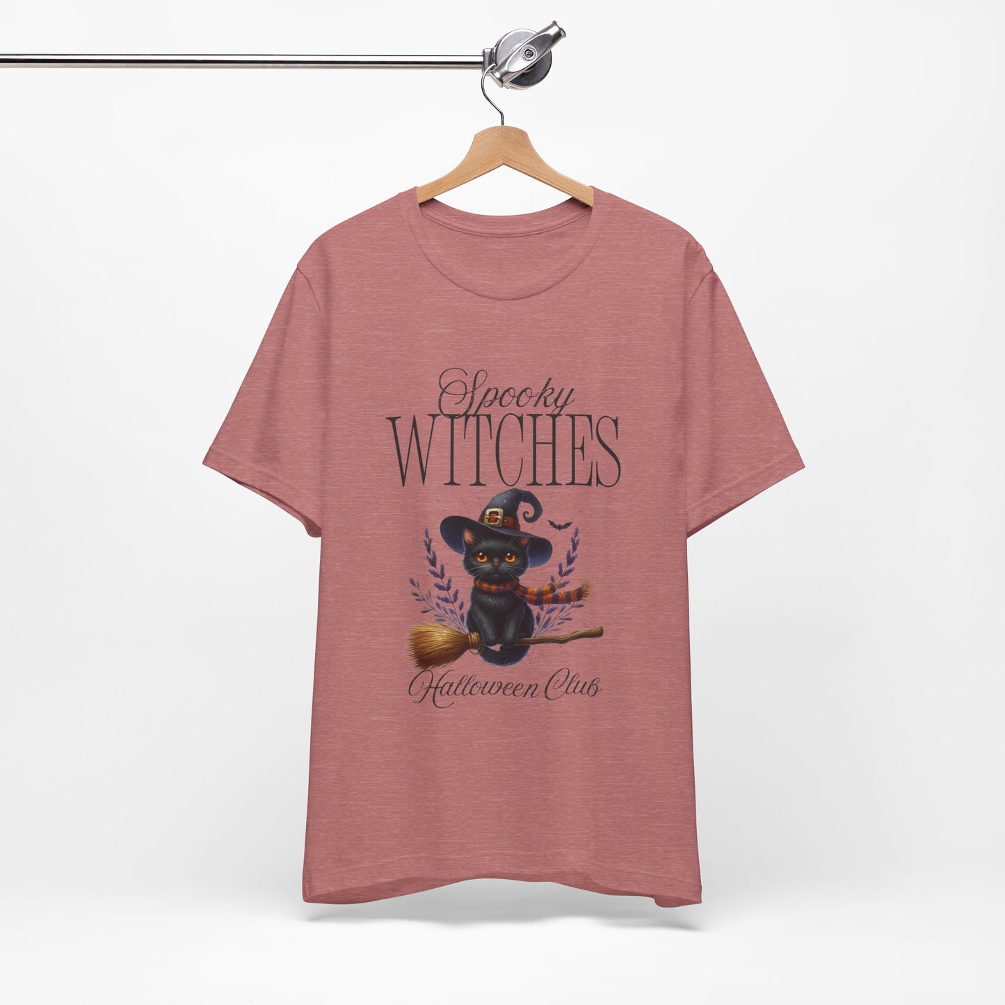 Spooky Witches Halloween Tee, Unisex Short Sleeve Shirt, Witch T-Shirt, Halloween Costume Top, Cat Lovers Gift, Fall Fashion
